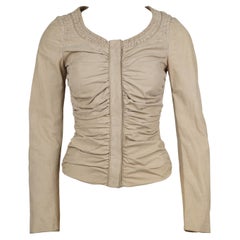 Gucci by Tom Ford S/S 2003 Veste froncée en cuir beige - XS