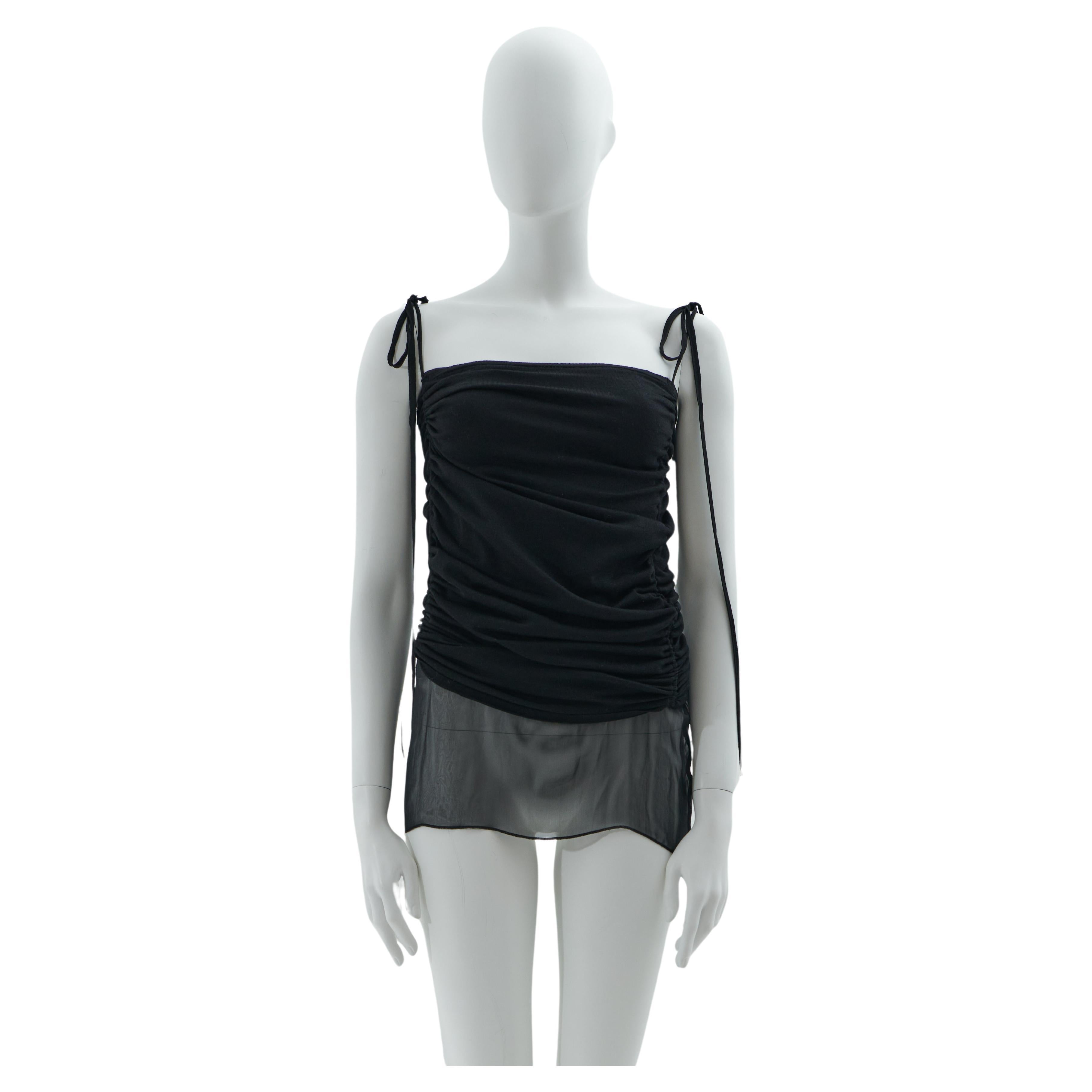 Gucci by Tom Ford S/S 2003  Black silk drape top  For Sale
