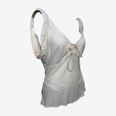 Gucci by Tom Ford S/S 2003 Ivory Ruched-Strap Tie-Front Top