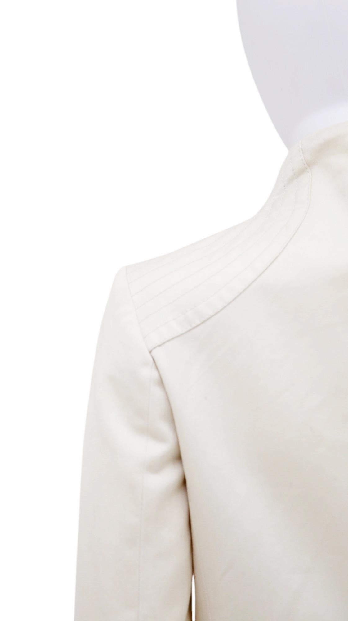 Gucci by Tom Ford S/S 2003 Military Multipocket White Cotton Coat in vendita 2