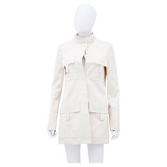Gucci by Tom Ford S/S 2003 Manteau militaire multipoches en coton blanc