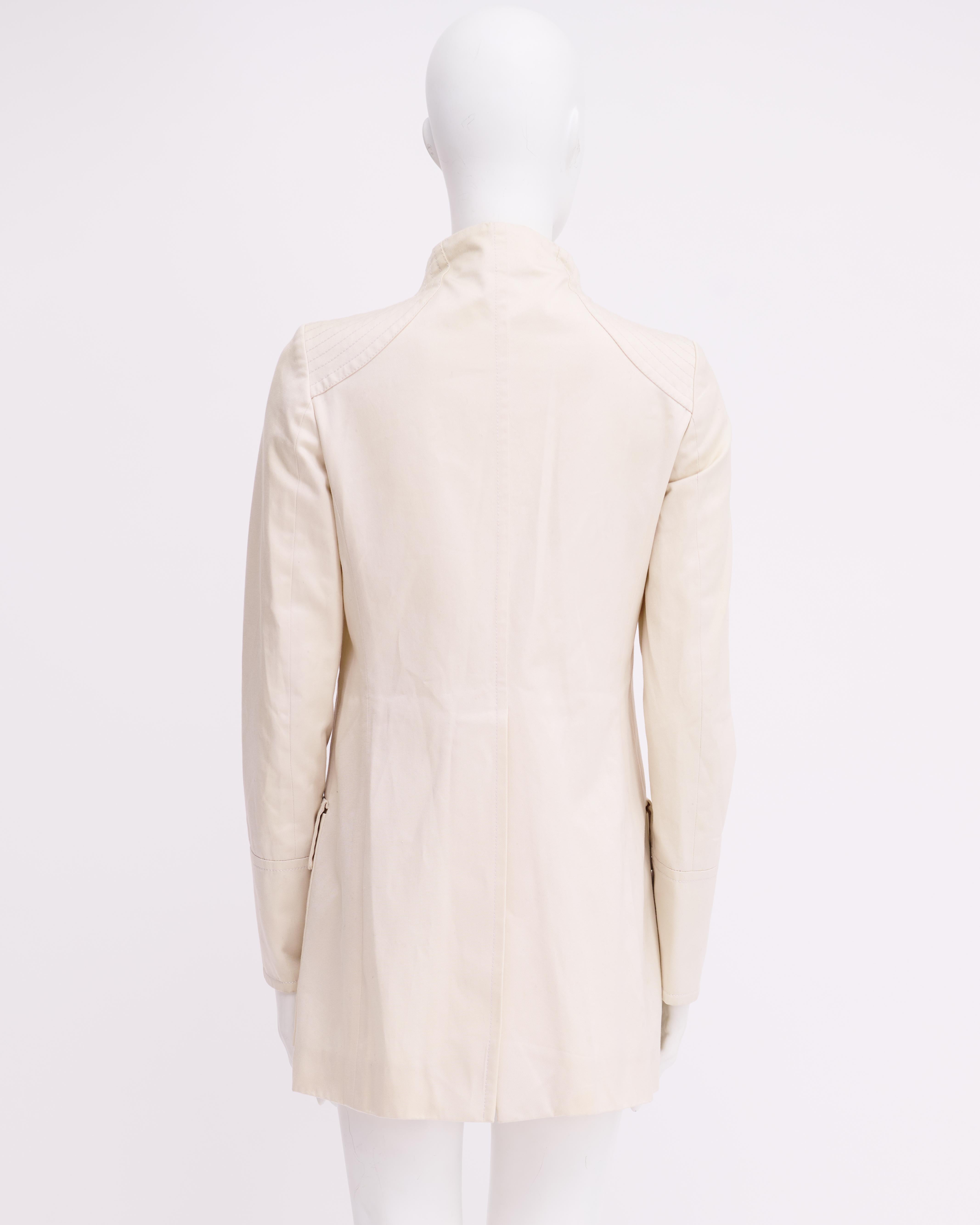 Gucci by Tom Ford S/S 2003 Abrigo Blanco Multibolsillos en Excelente estado para la venta en Milano, IT