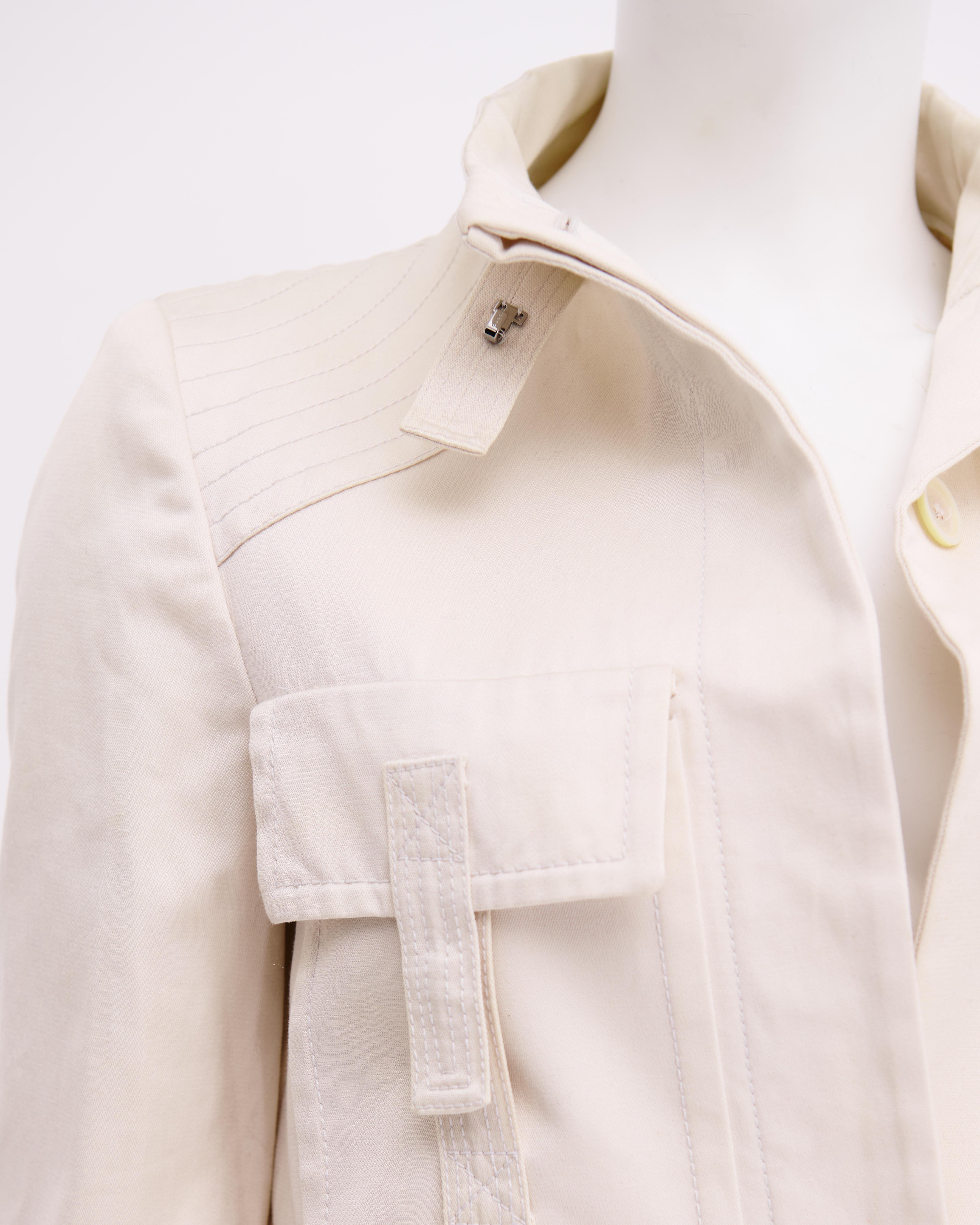 Gucci by Tom Ford S/S 2003 Abrigo Blanco Multibolsillos en venta 1