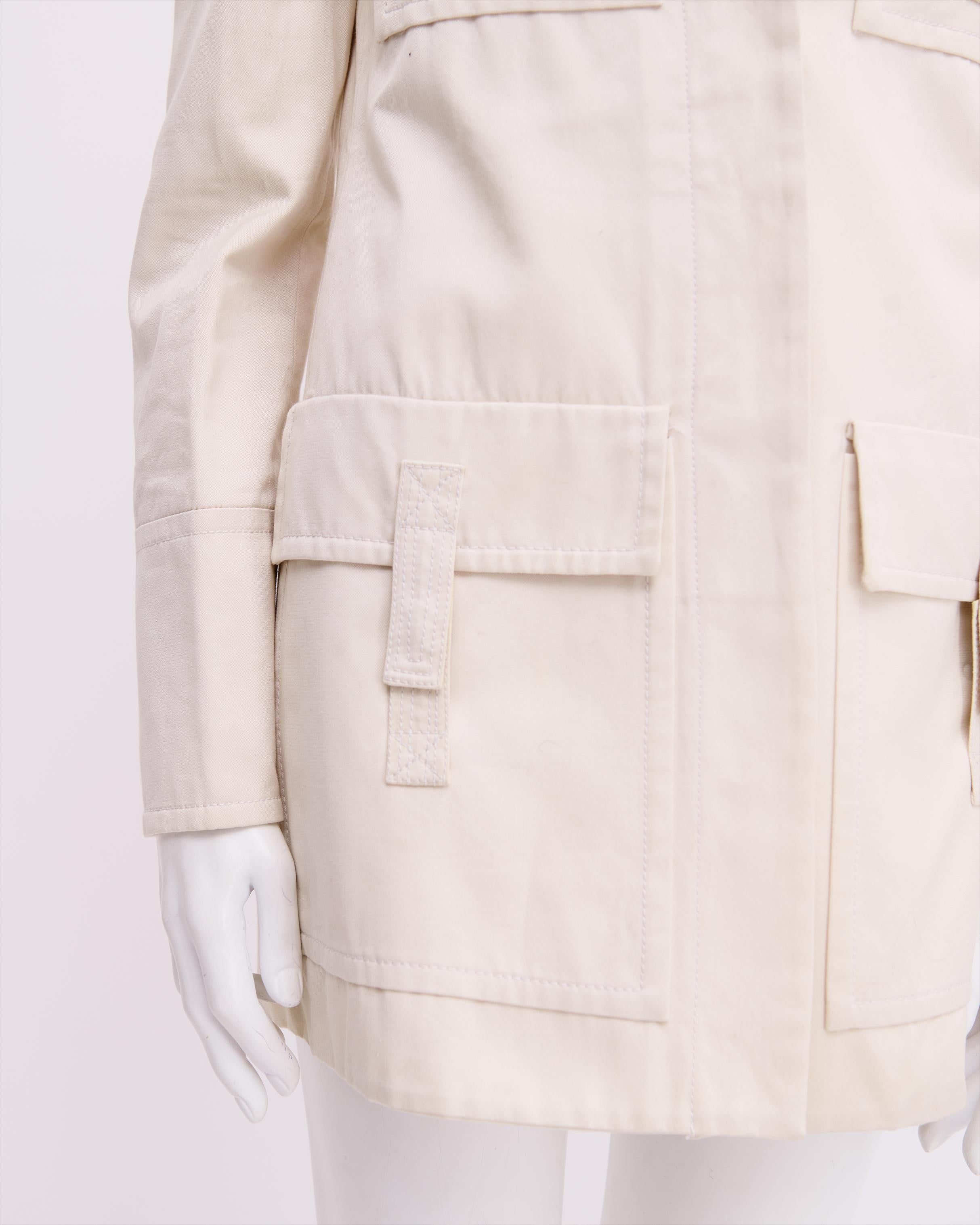 Gucci by Tom Ford S/S 2003 Abrigo Blanco Multibolsillos en venta 4