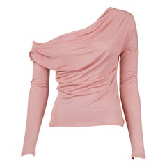 Gucci by Tom Ford S/S 2003 Pink Modal Off-Shoulder Cowl Neck Top Size S