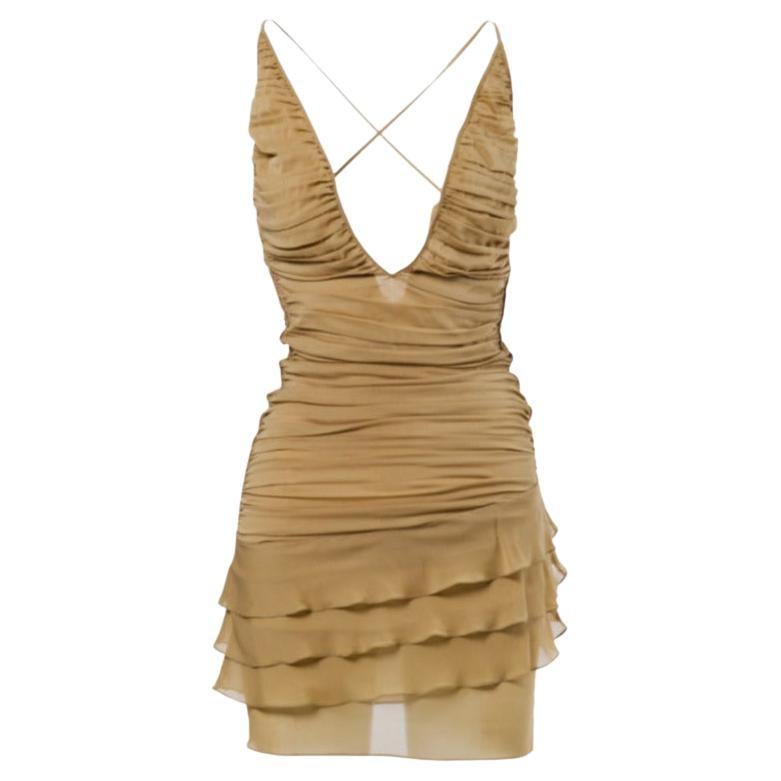 Vestido de seda acanalado Gucci by Tom Ford S/S 2003 - Años 00 en venta