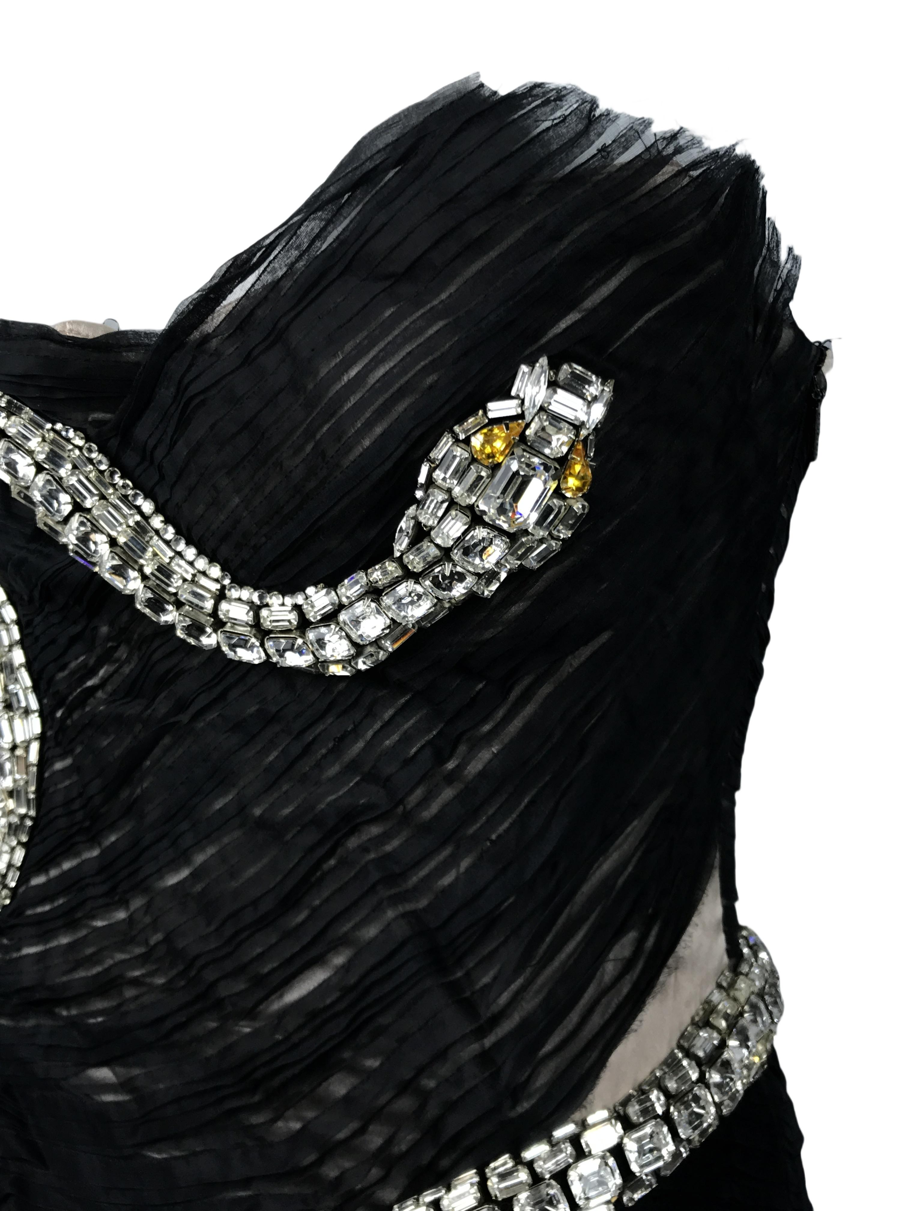 GUCCI By Tom Ford S/s 2004 Black Strapless Crystal Snake Dress NWT For Sale 6