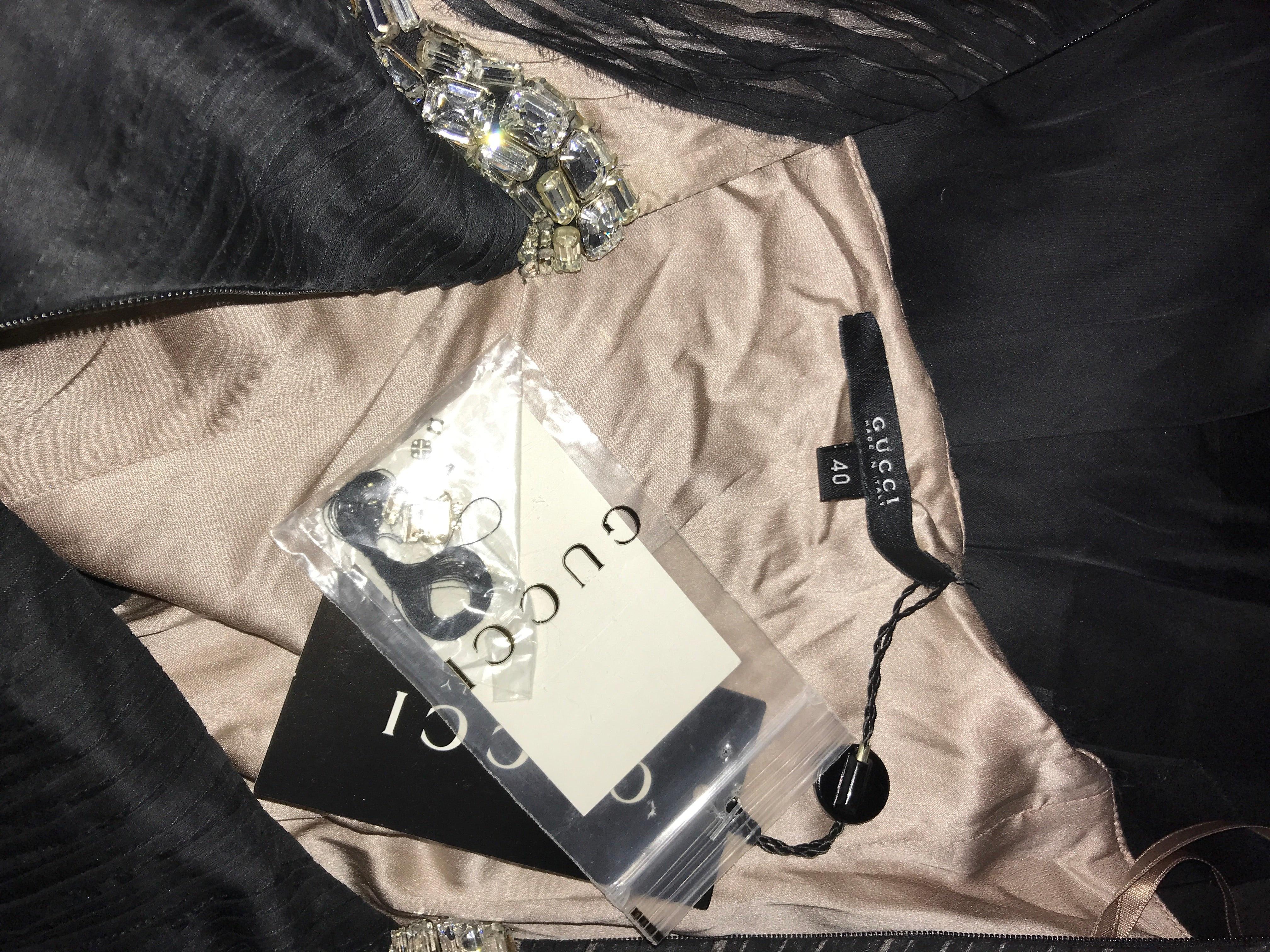 GUCCI By Tom Ford S/s 2004 Black Strapless Crystal Snake Dress NWT For Sale 9
