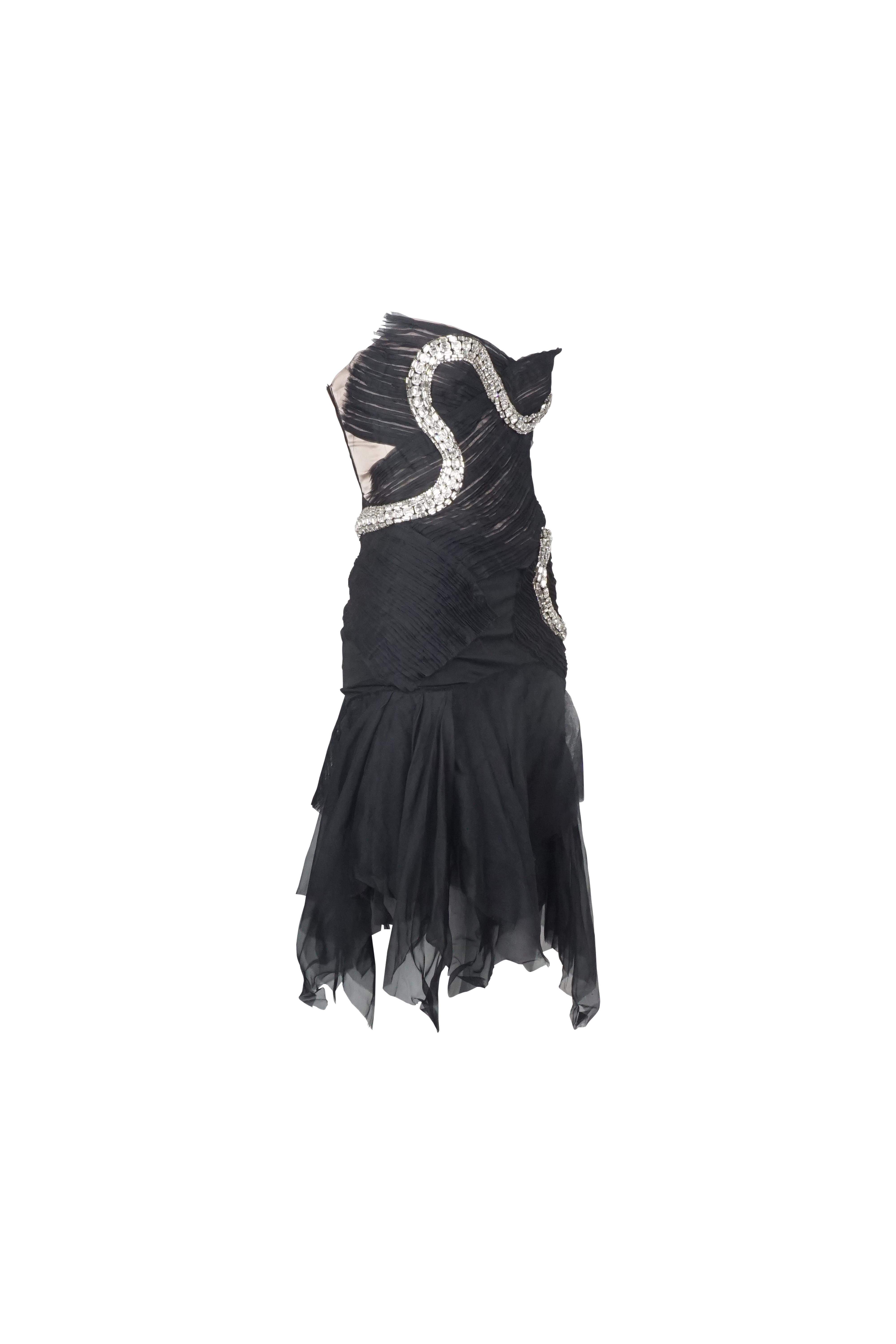 GUCCI By Tom Ford S/s 2004 Black Strapless Crystal Snake Dress NWT In Excellent Condition For Sale In 上海市, Xuhui district