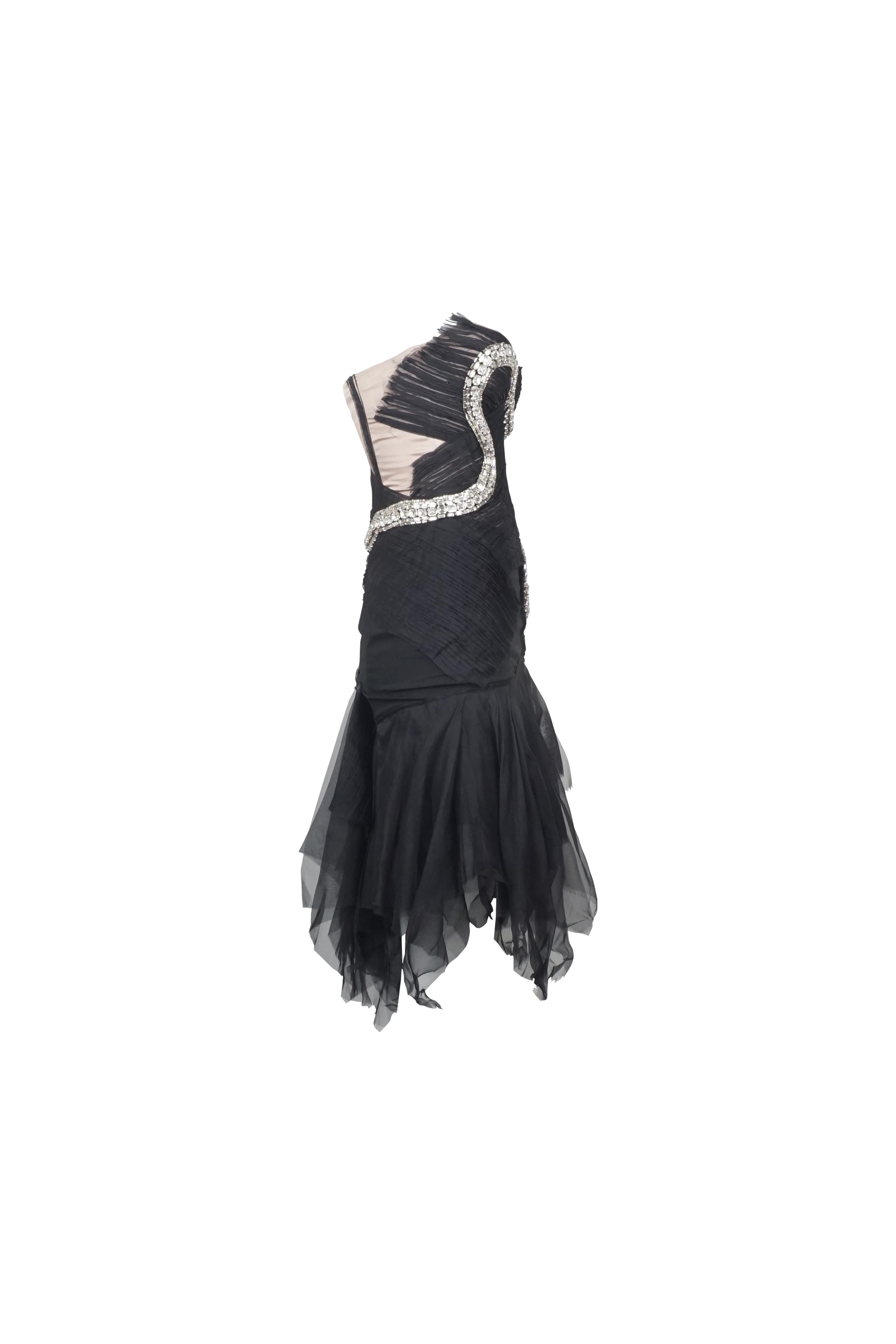 Women's GUCCI By Tom Ford S/s 2004 Black Strapless Crystal Snake Dress NWT For Sale