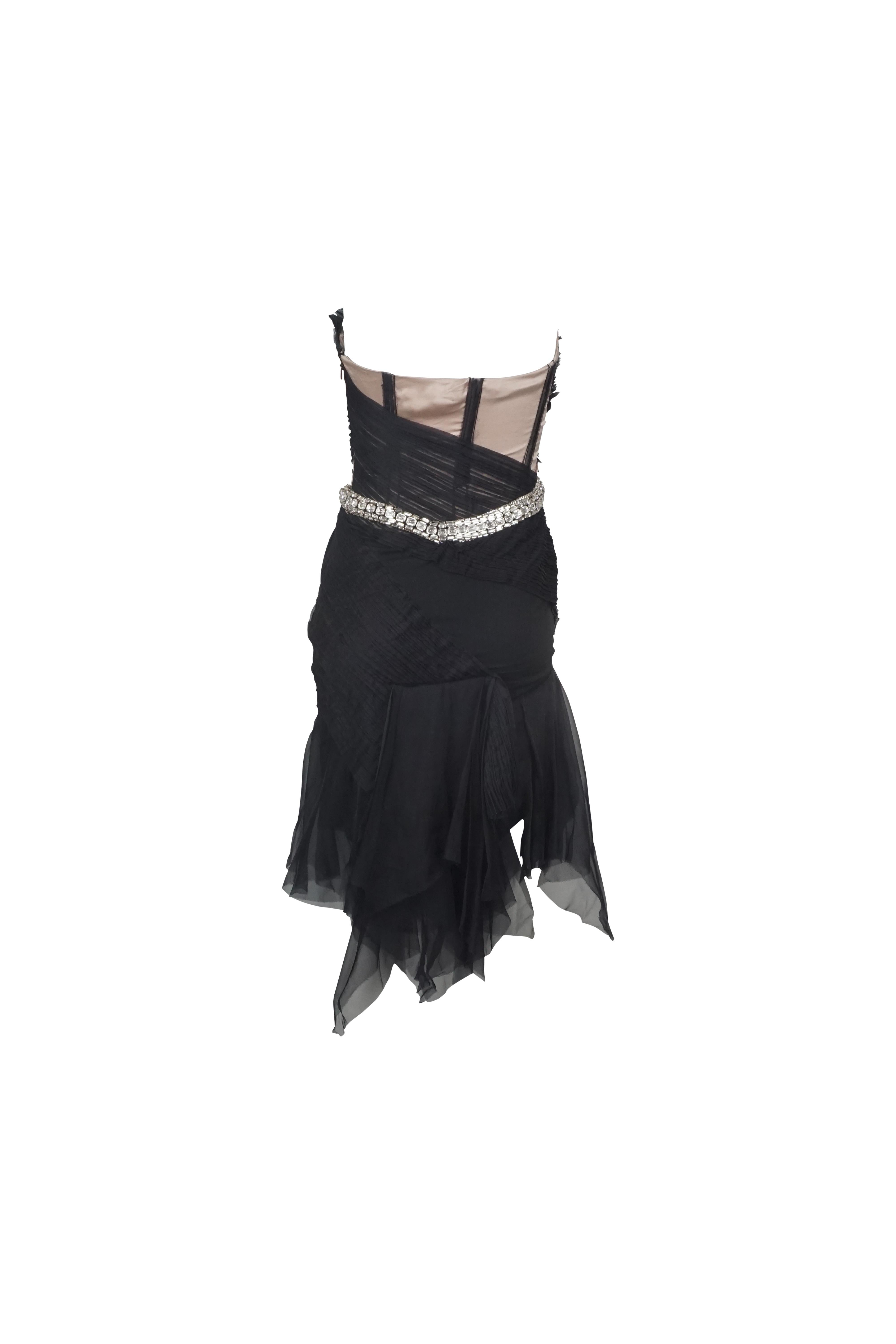 GUCCI By Tom Ford S/s 2004 Black Strapless Crystal Snake Dress NWT For Sale 1