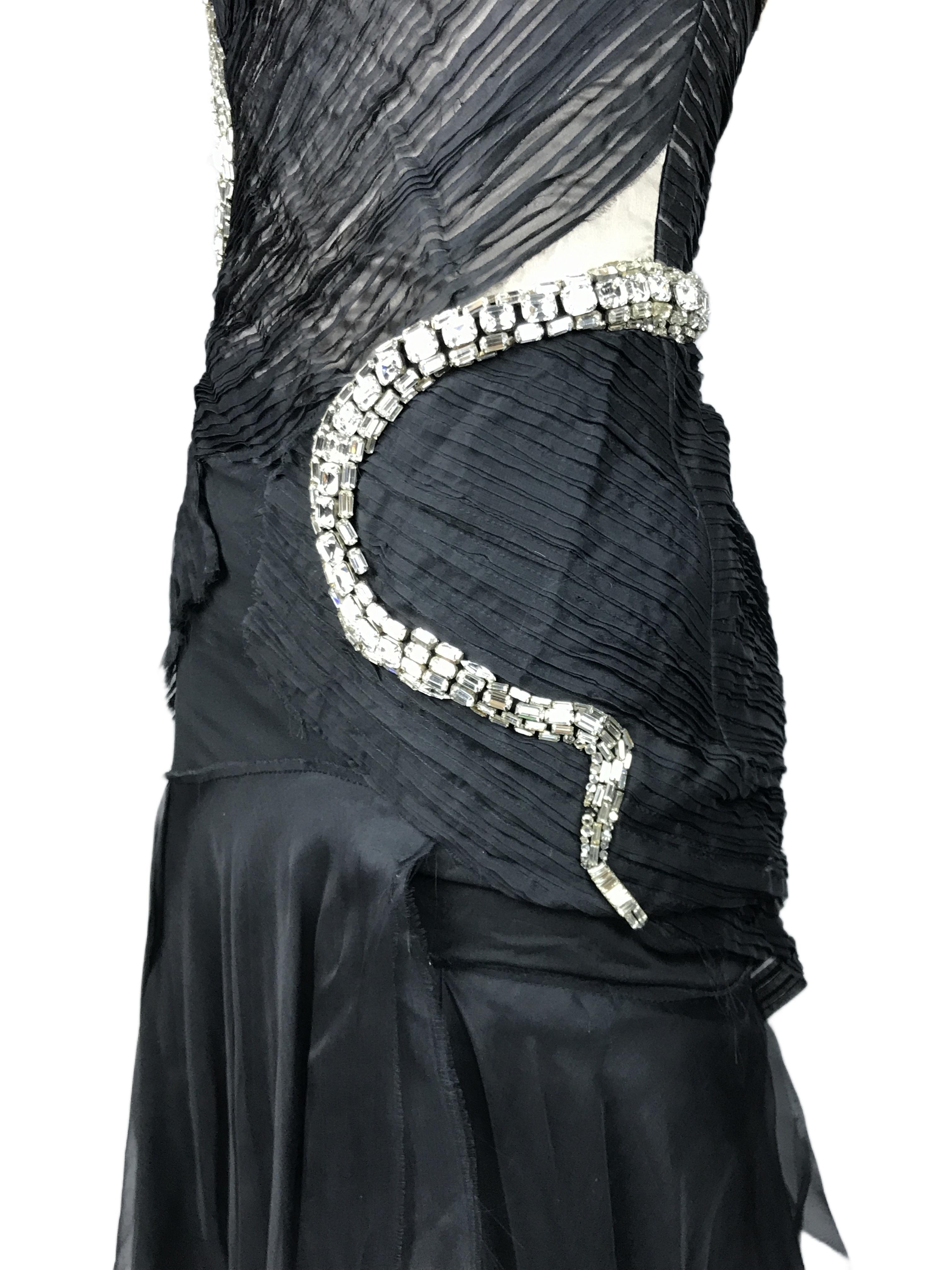GUCCI By Tom Ford S/s 2004 Black Strapless Crystal Snake Dress NWT For Sale 4