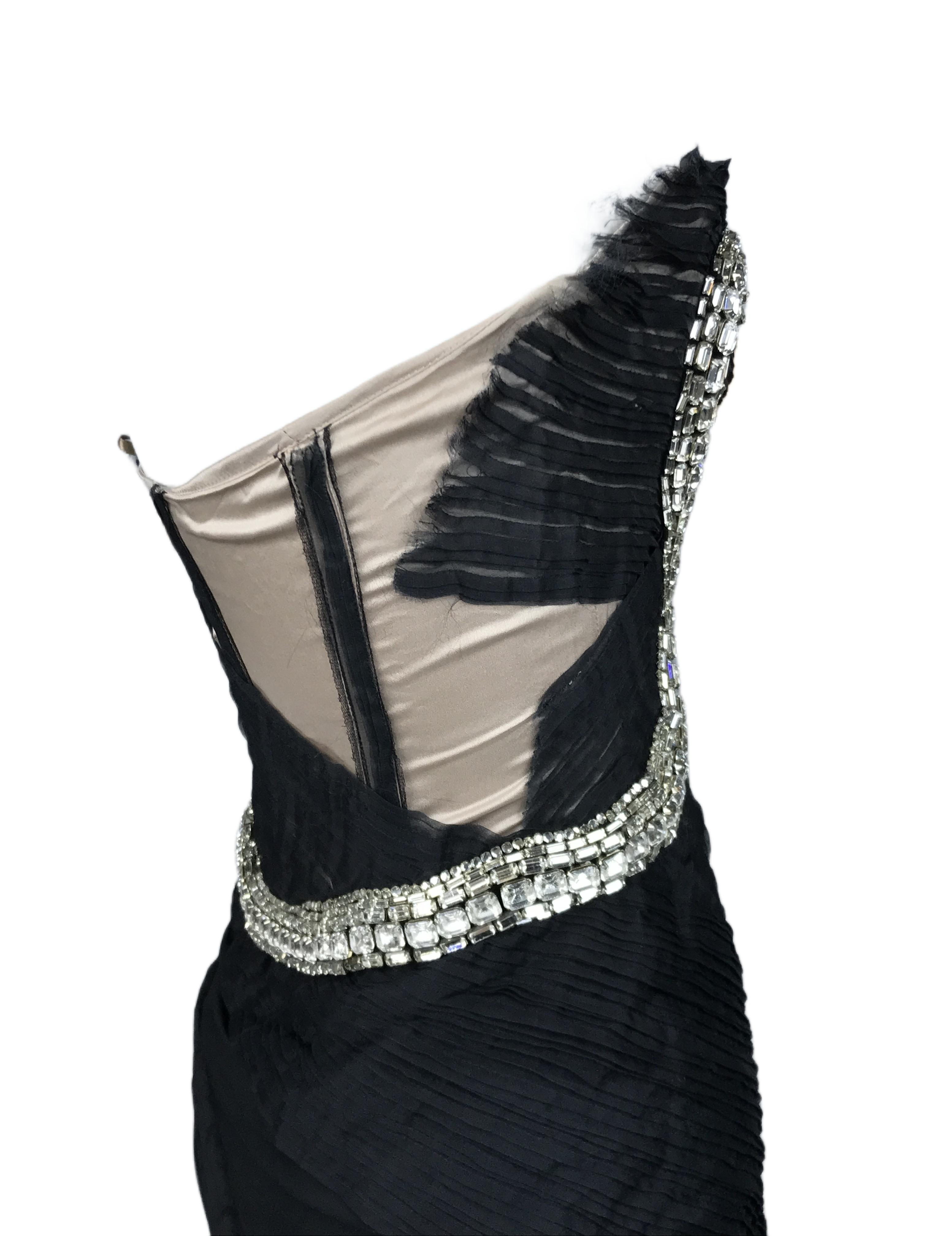 GUCCI By Tom Ford S/s 2004 Black Strapless Crystal Snake Dress NWT For Sale 5
