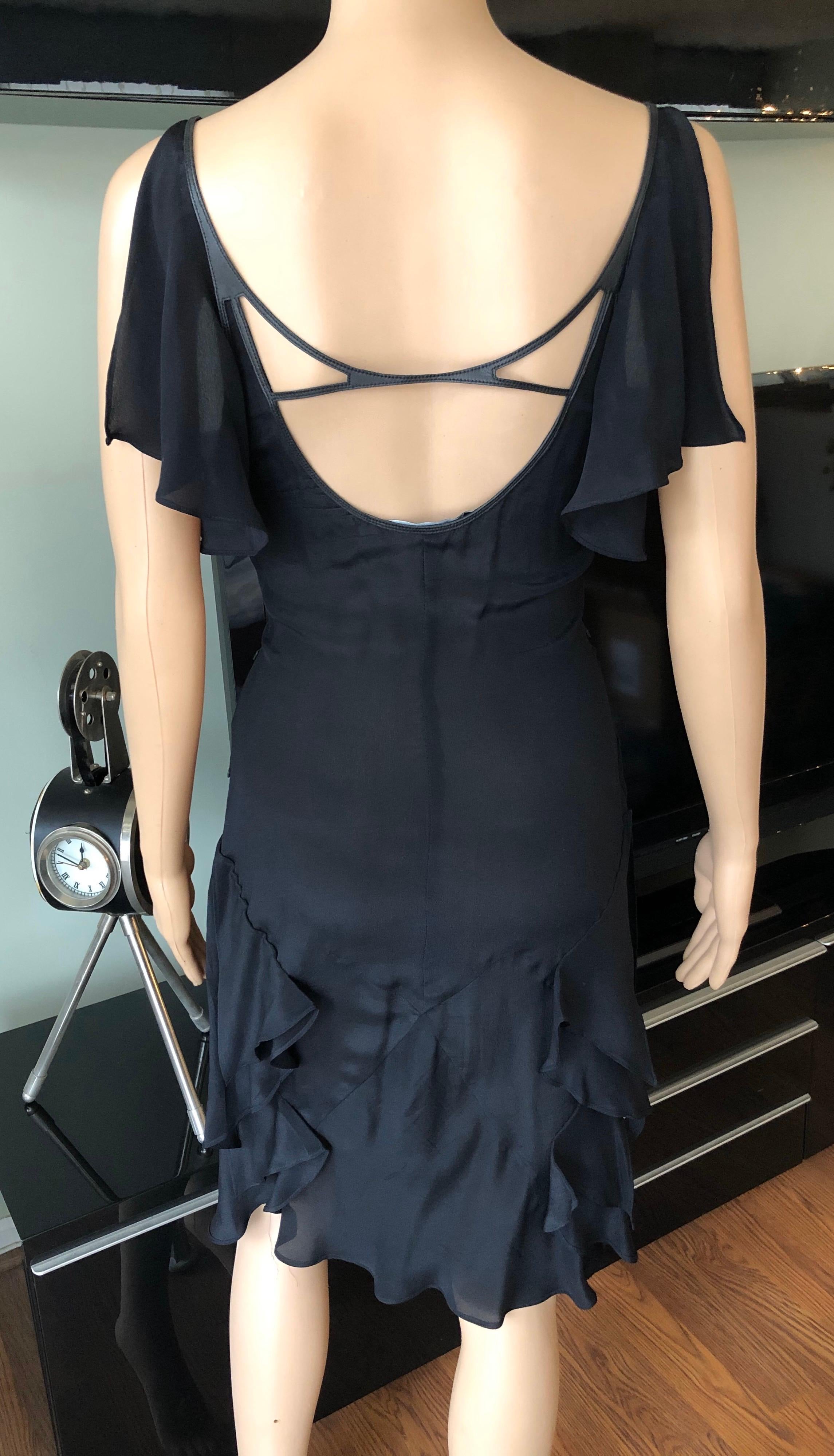 Gucci by Tom Ford S/S 2004 Cutout Plunged Neckline Black Dress For Sale 2