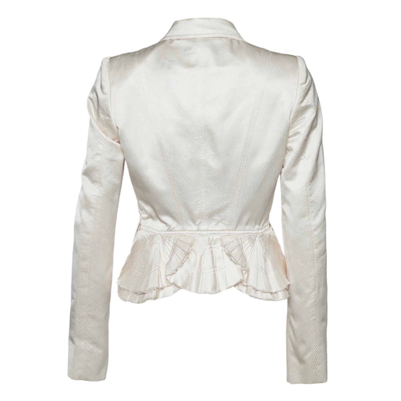 Women's GUCCI BY TOM FORD S/S 2004 Frayed Silk Ensemble Pleated Pants & Jacket Blazer For Sale