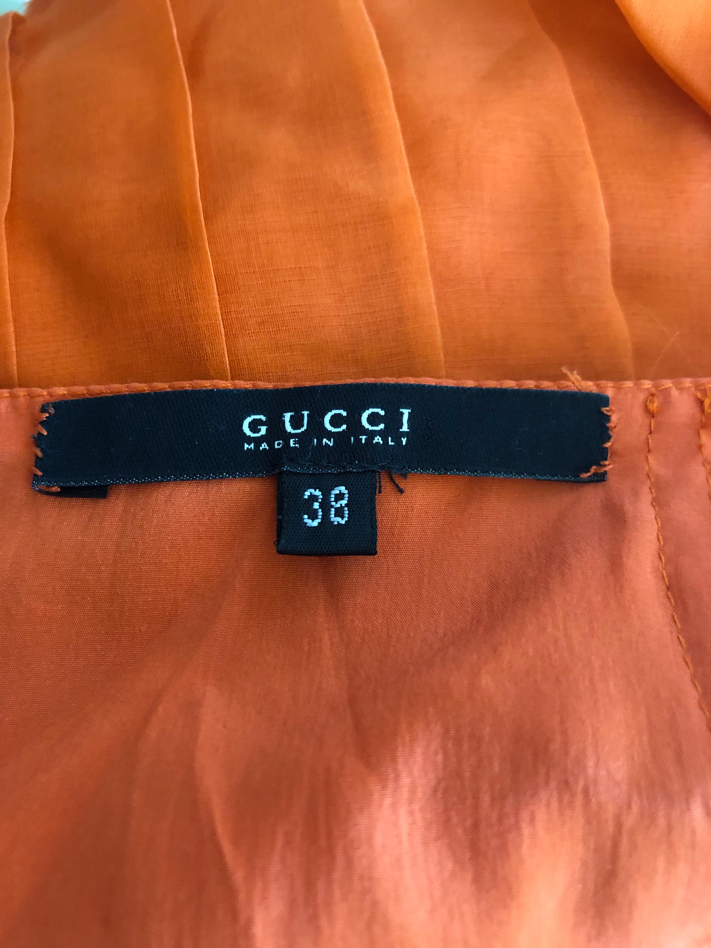 Women's Gucci by Tom Ford S/S 2004 Runway Bustier Silk Open Back Tangerine Dress