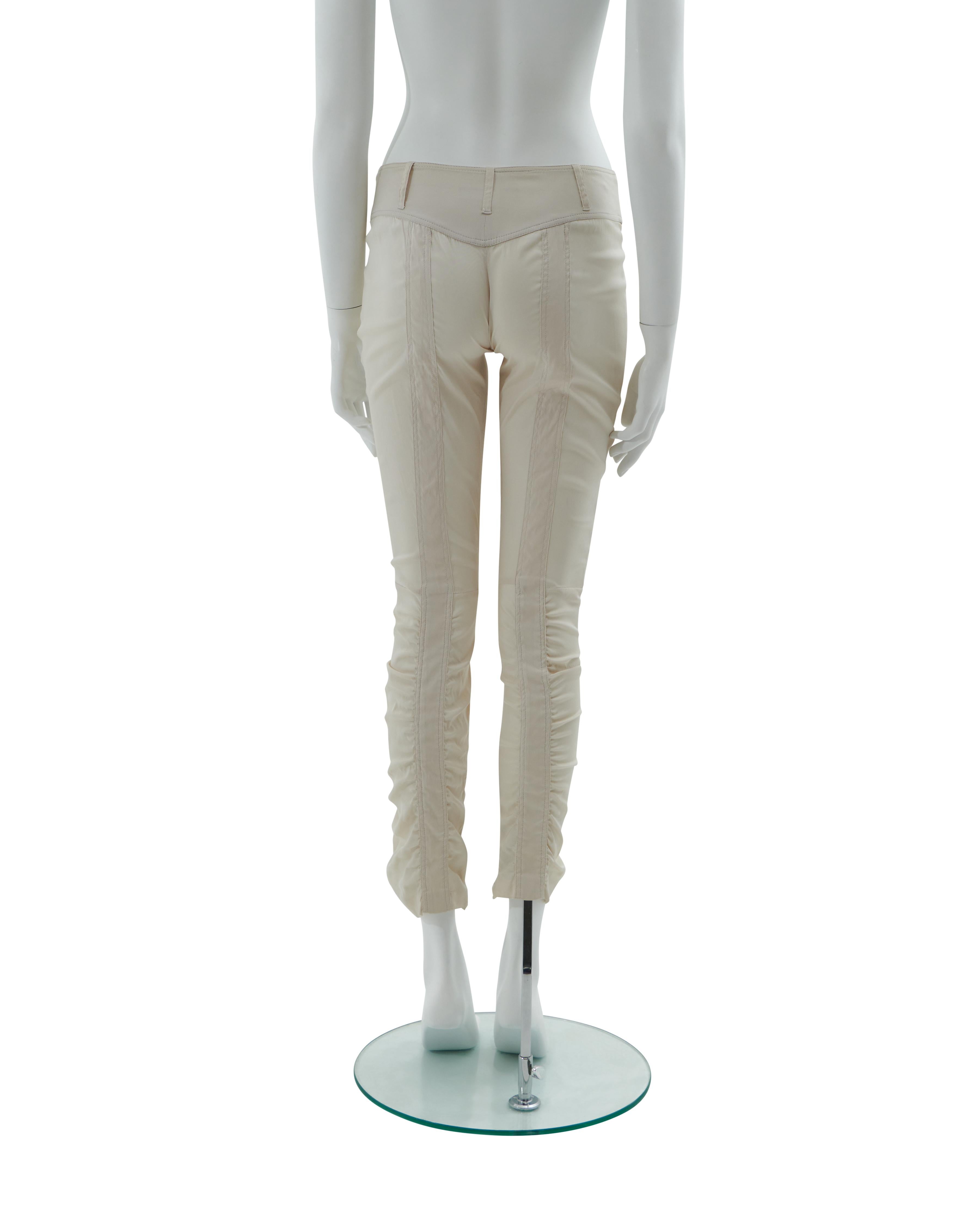 Gray Gucci by Tom Ford S/S 2004  White ruched silk pants Operazione riuscita For Sale