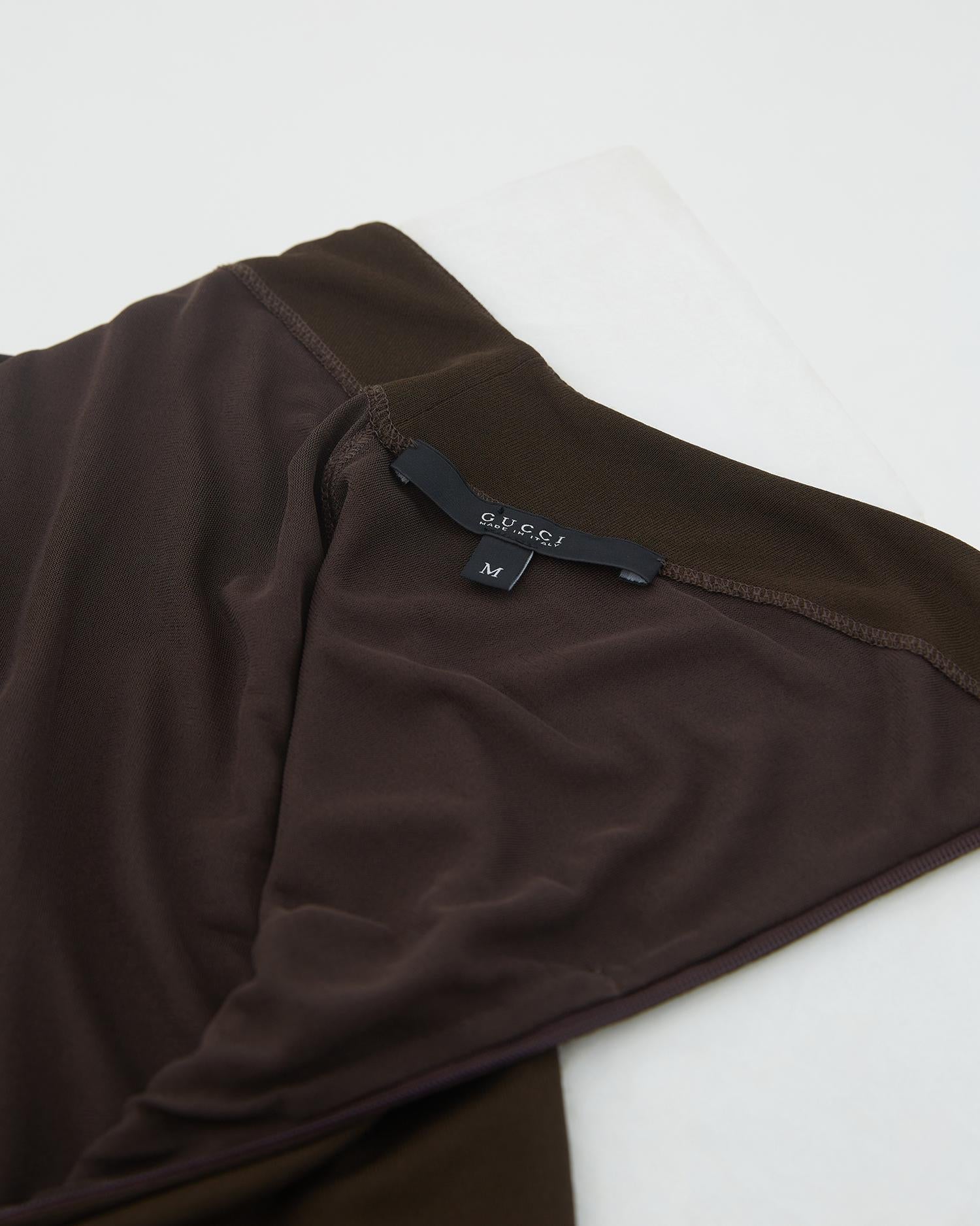 Women's Gucci by Tom Ford S/S 2006 Chocolate brown backless halter bamboo cocktail dress For Sale