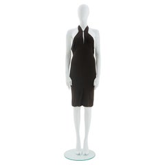 Gucci S/S 2006 Schokoladenbraunes rückenfreies Neckholder-Bambus-Cocktailkleid
