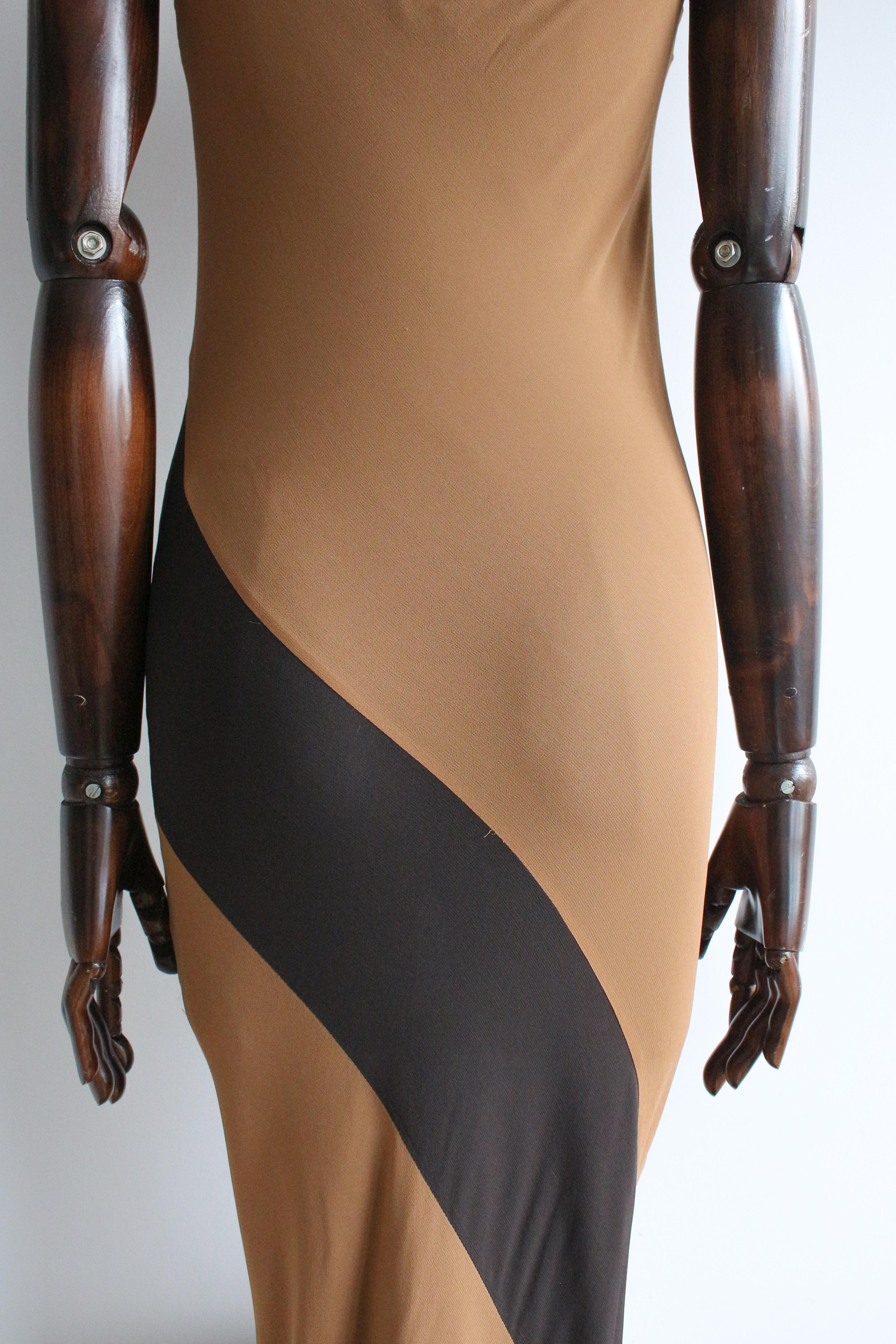 Gucci by Tom Ford S/S97 Caramel Black Slip Dress 5