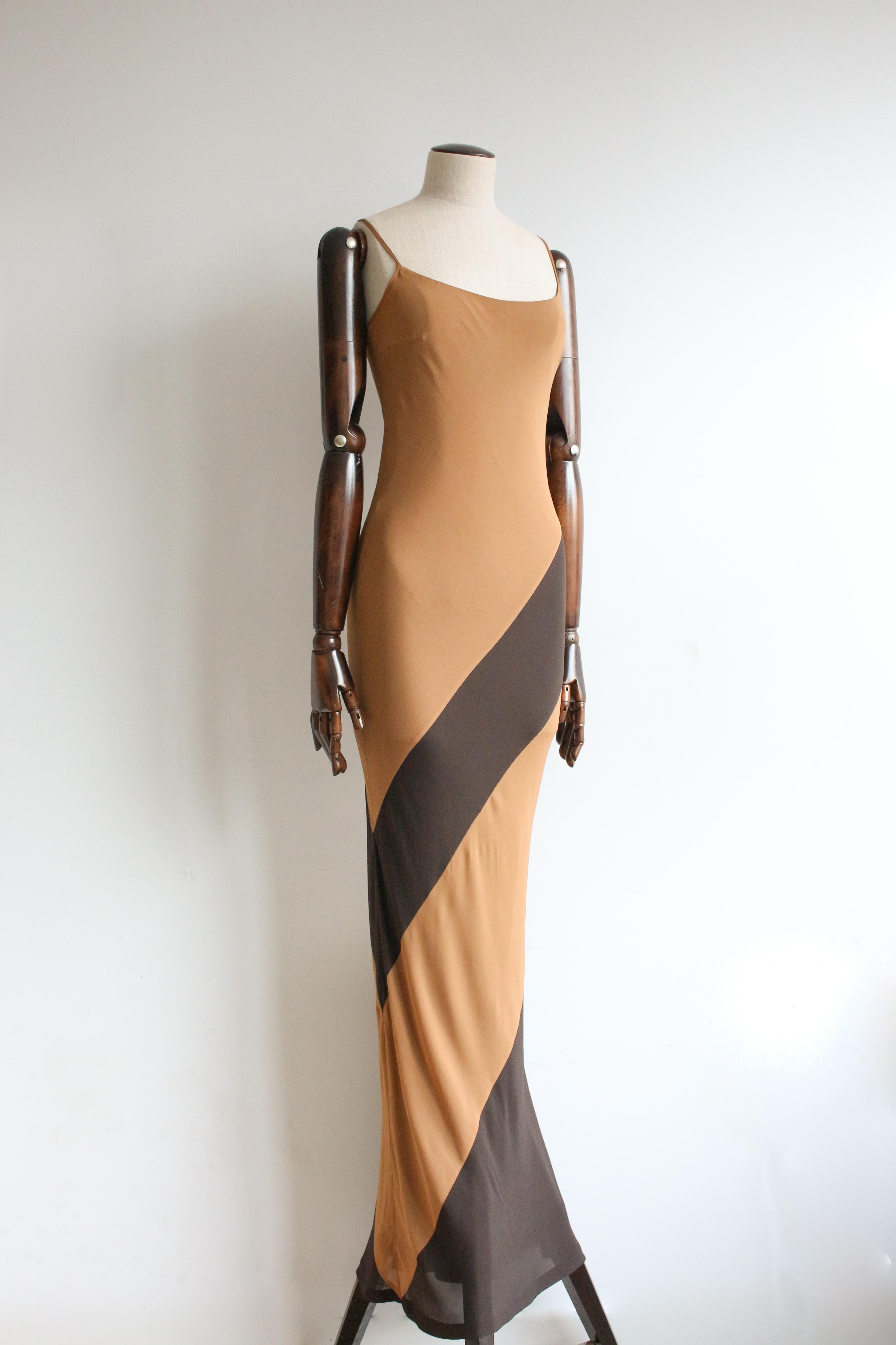 Brown Gucci by Tom Ford S/S97 Caramel Black Slip Dress
