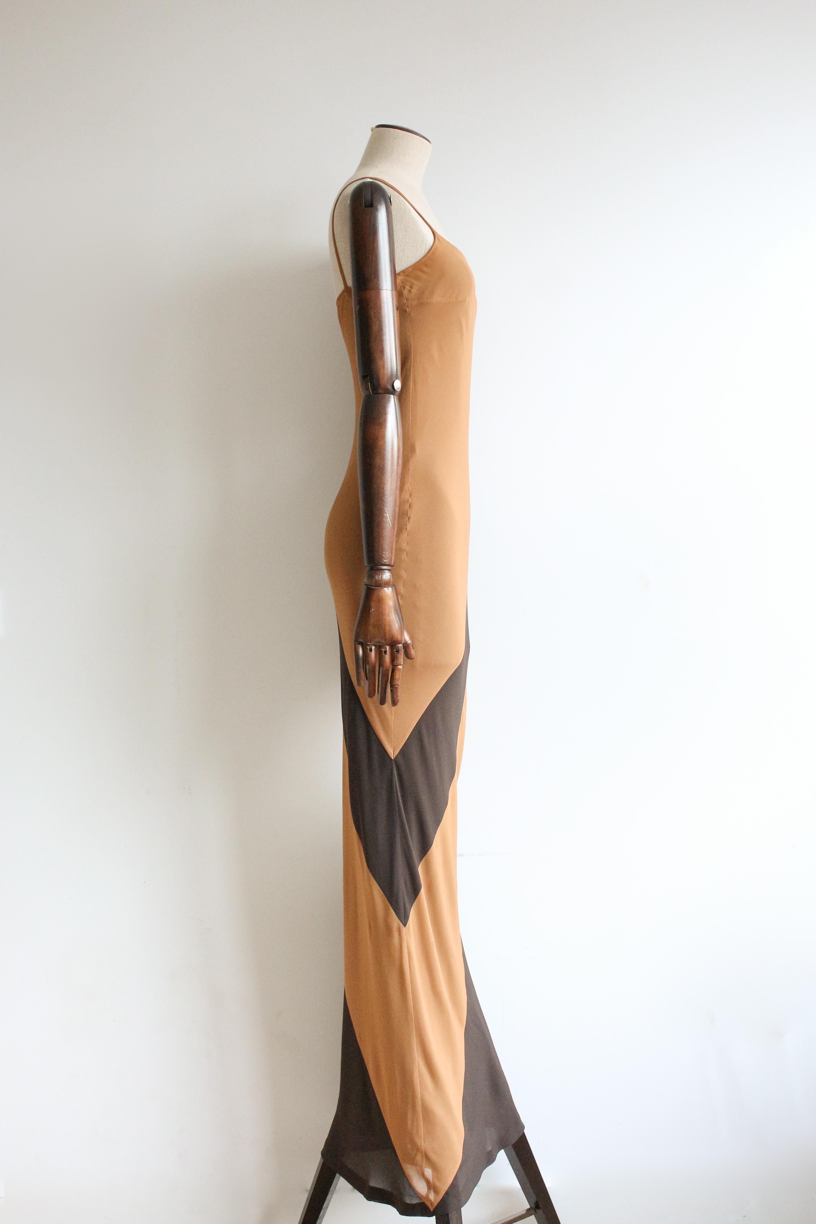 Gucci by Tom Ford S/S97 Caramel Black Slip Dress In Fair Condition In Manchester, GB