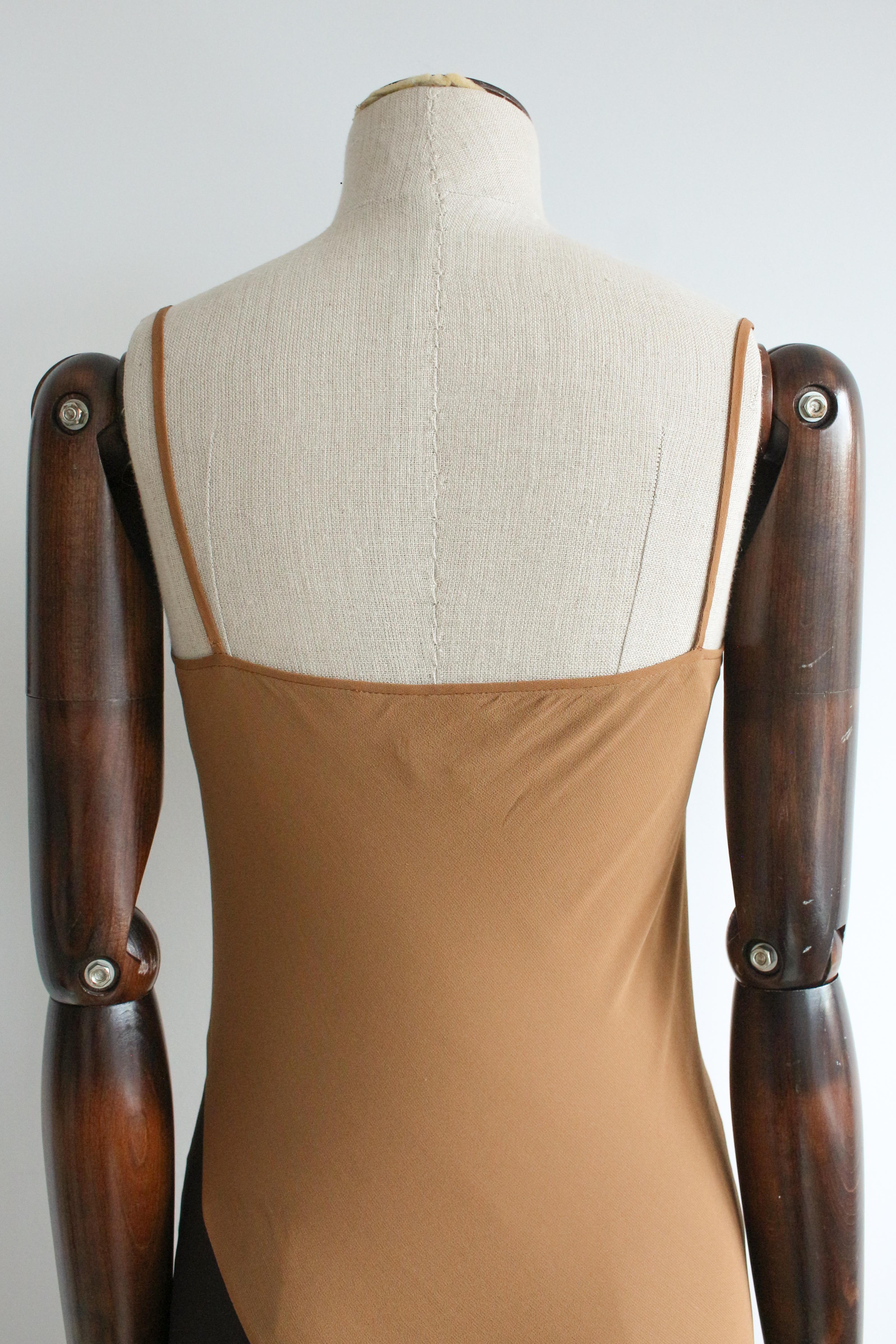 Gucci by Tom Ford S/S97 Caramel Black Slip Dress 4