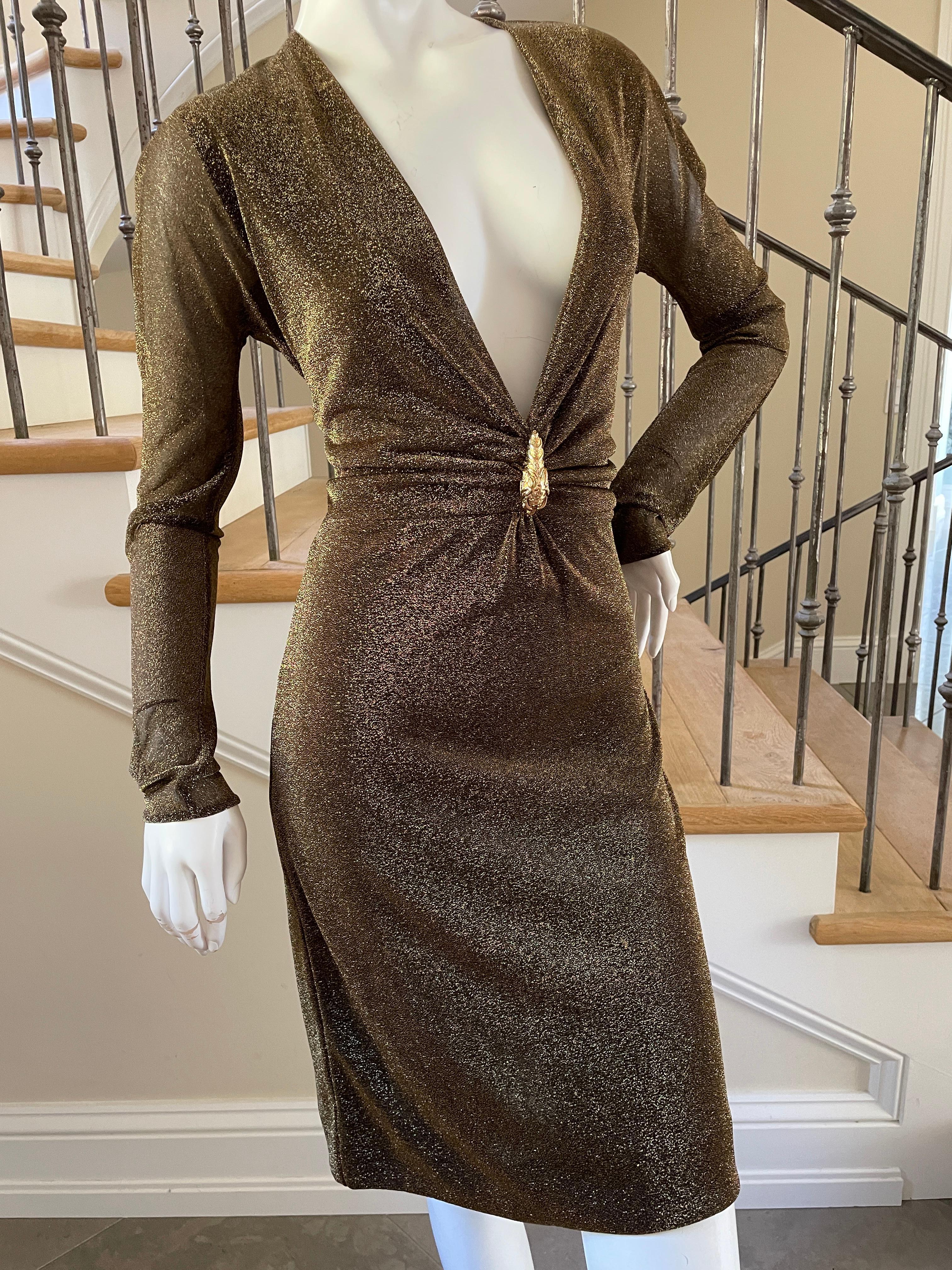 Gucci by Tom Ford Sheer Gold Dress with Dragon Ornament.
This is such a pretty dress, and has a lot of shimmer, and stretch.

Size 40
BUst 40