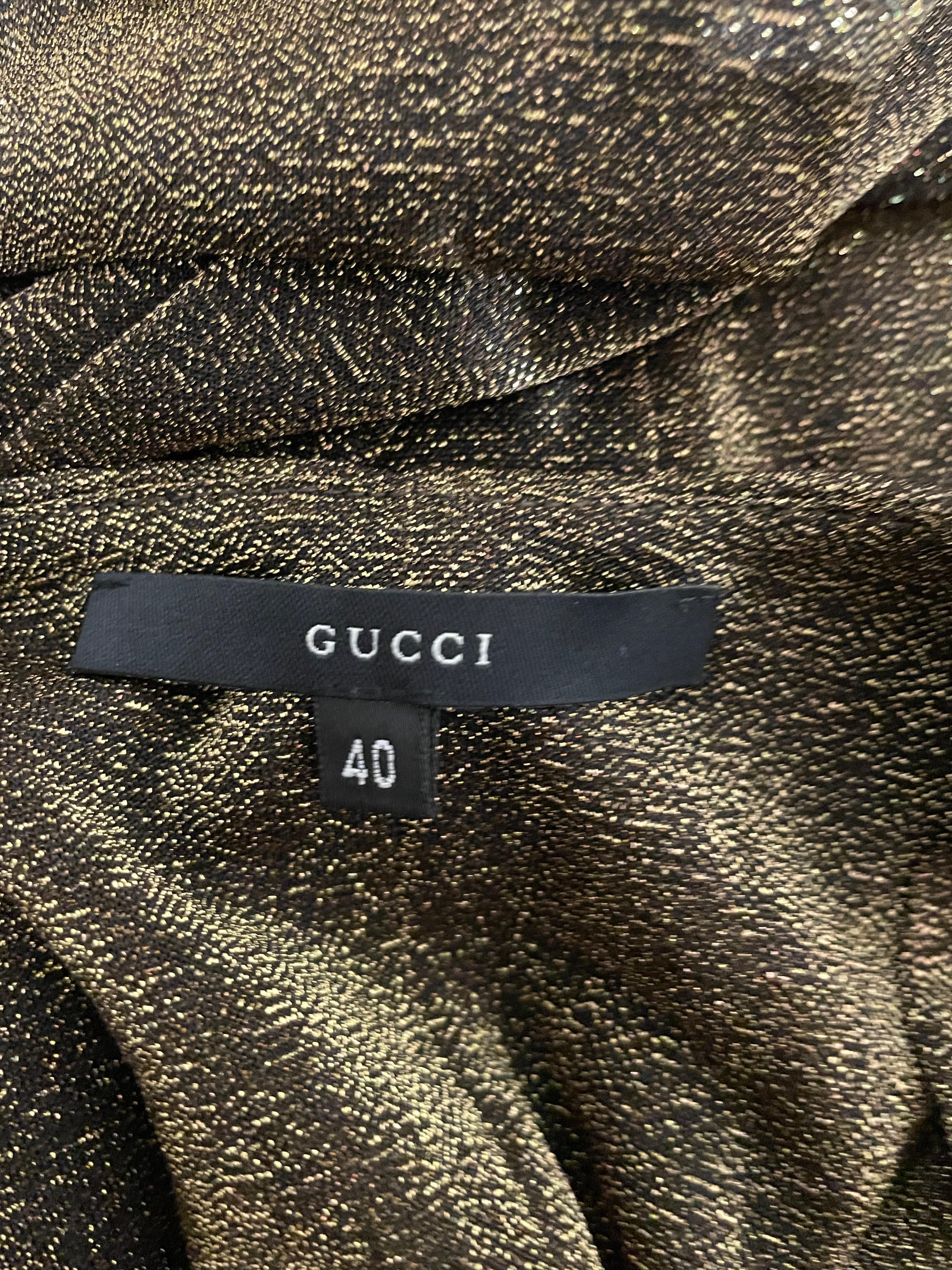 Gucci by Tom Ford Sheer Gold Dress with Dragon Ornament For Sale 1