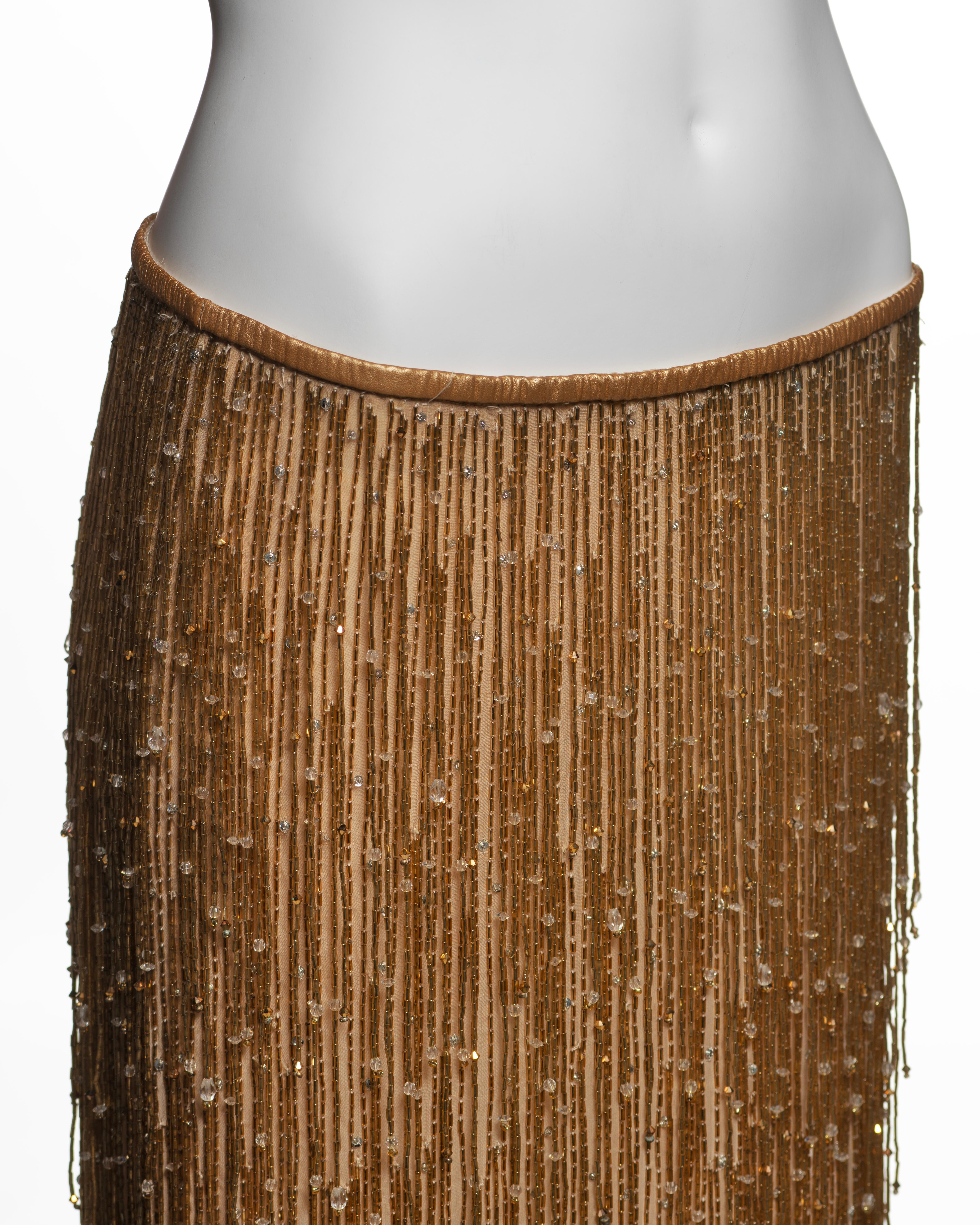 Gucci by Tom Ford Silk Ruffle Top and Gold Beaded Fringe Skirt ensemble, SS 1999 7