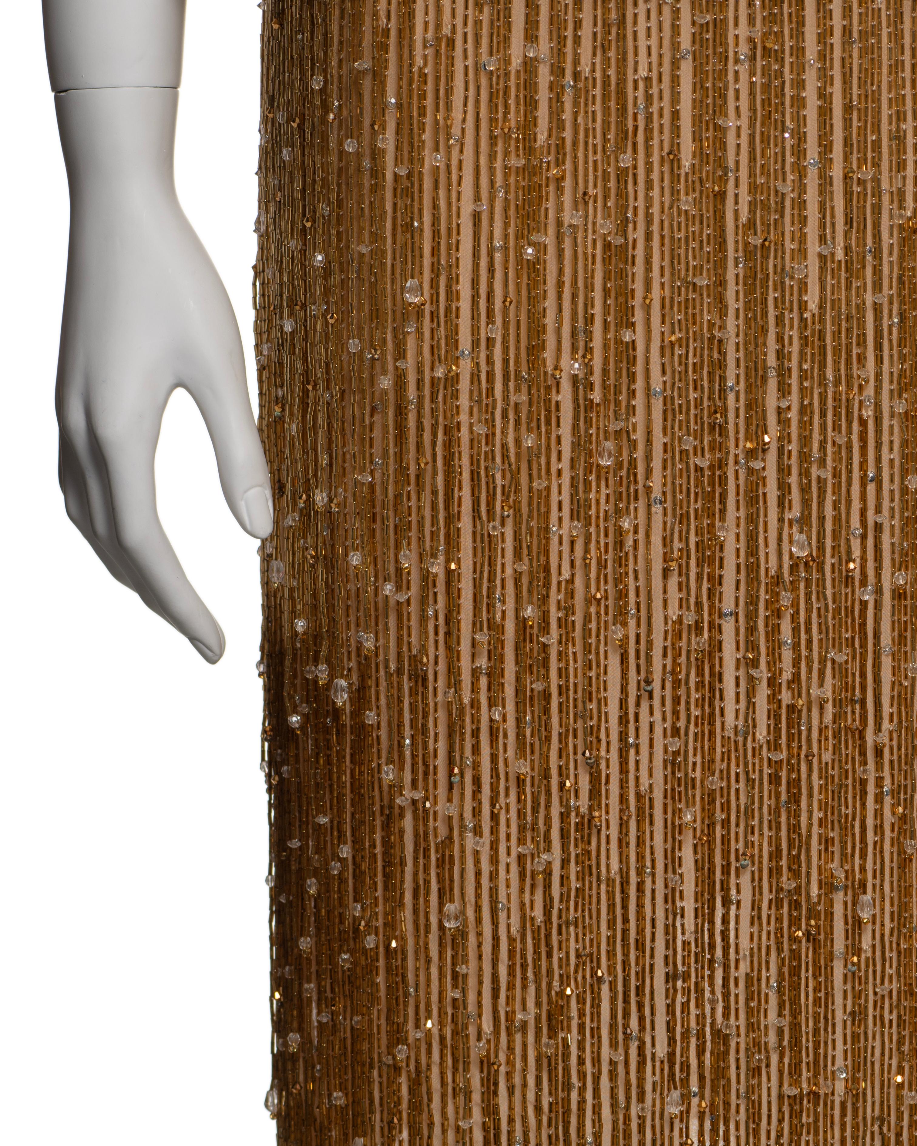 Gucci by Tom Ford Silk Ruffle Top and Gold Beaded Fringe Skirt ensemble, SS 1999 1