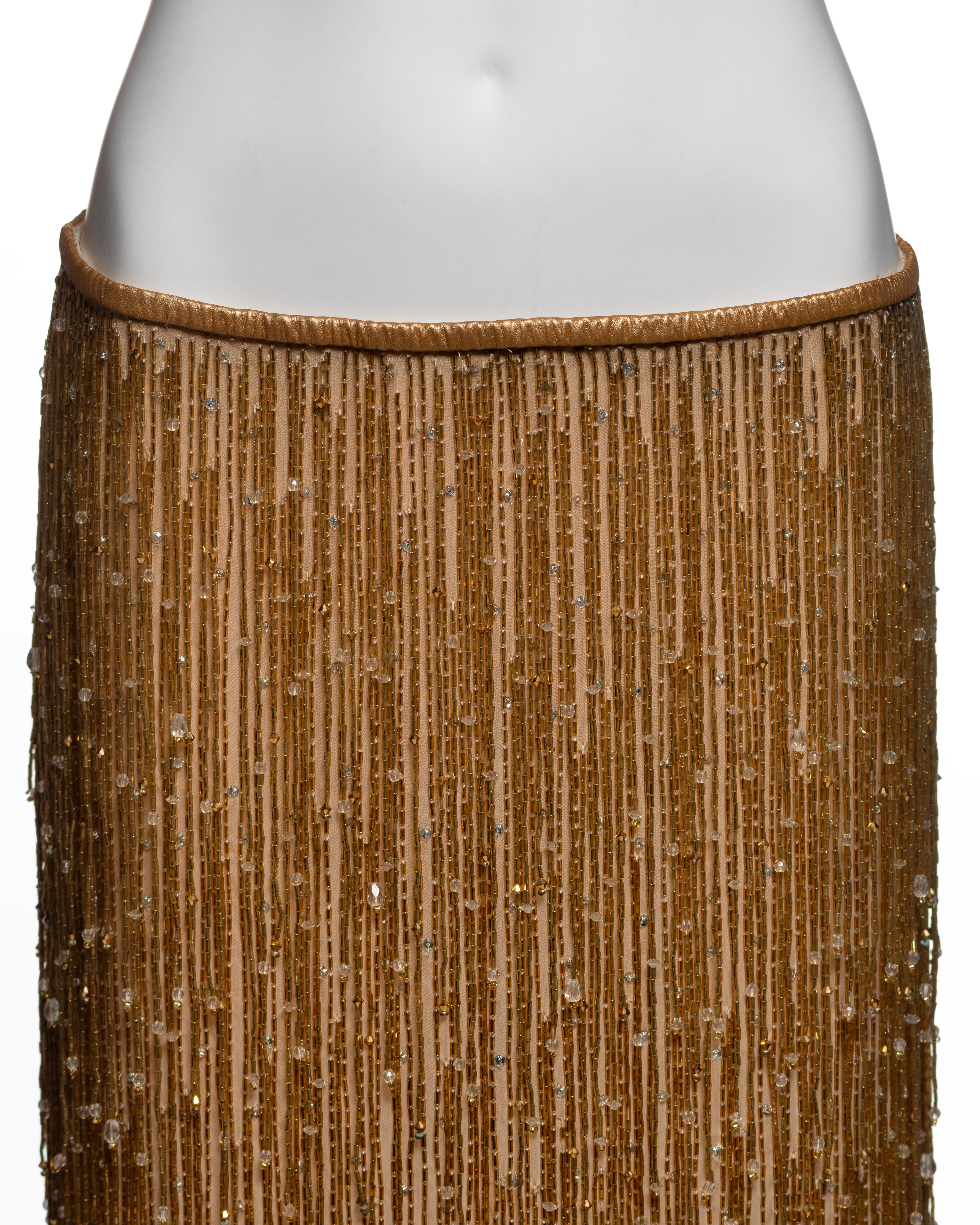 Gucci by Tom Ford Silk Ruffle Top and Gold Beaded Fringe Skirt ensemble, SS 1999 3