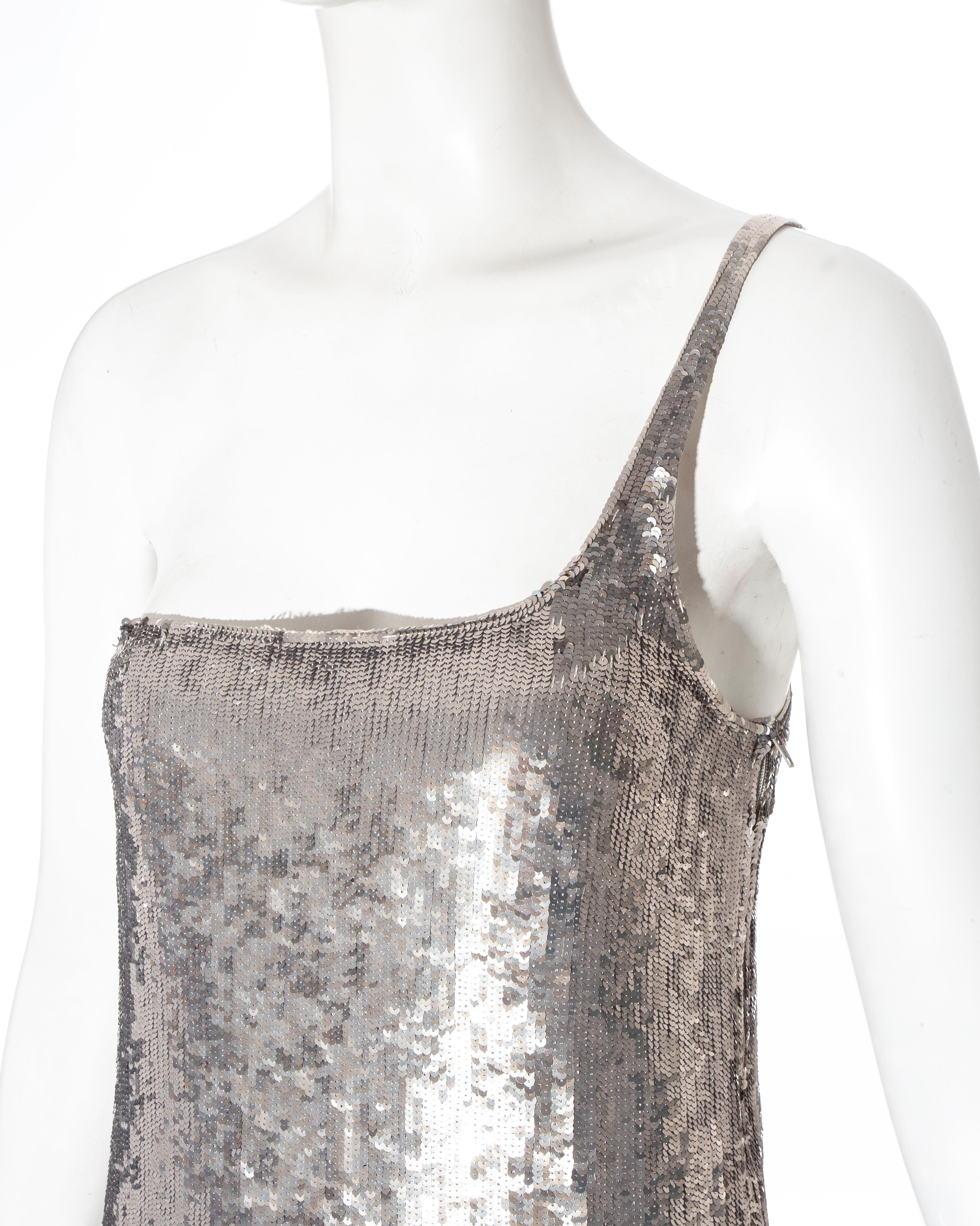 Gucci by Tom Ford silver sequin one shoulder micro mini dress, ss 1998 ...