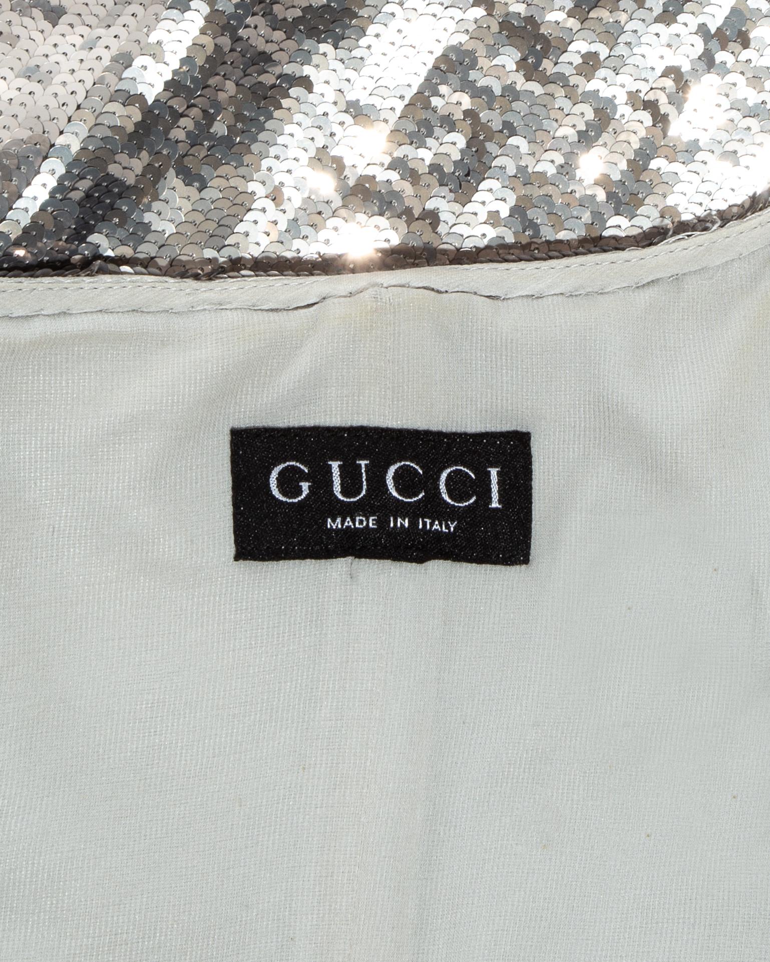 Gucci by Tom Ford silver sequin one shoulder micro mini dress, ss 1998 In Good Condition In London, GB