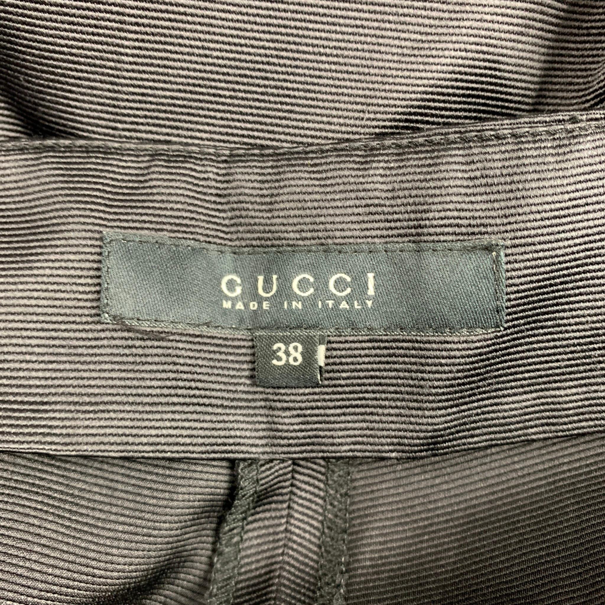 GUCCI by TOM FORD Size 2 Black Silk / Cotton Rhinestone Horse Bit Dress Pants In Good Condition In San Francisco, CA