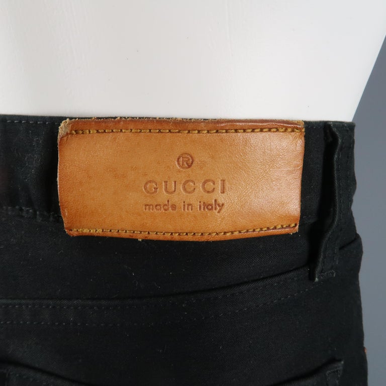 GUCCI by TOM FORD Size 29 Black Cotton Flared Bell Bottom Jeans at ...