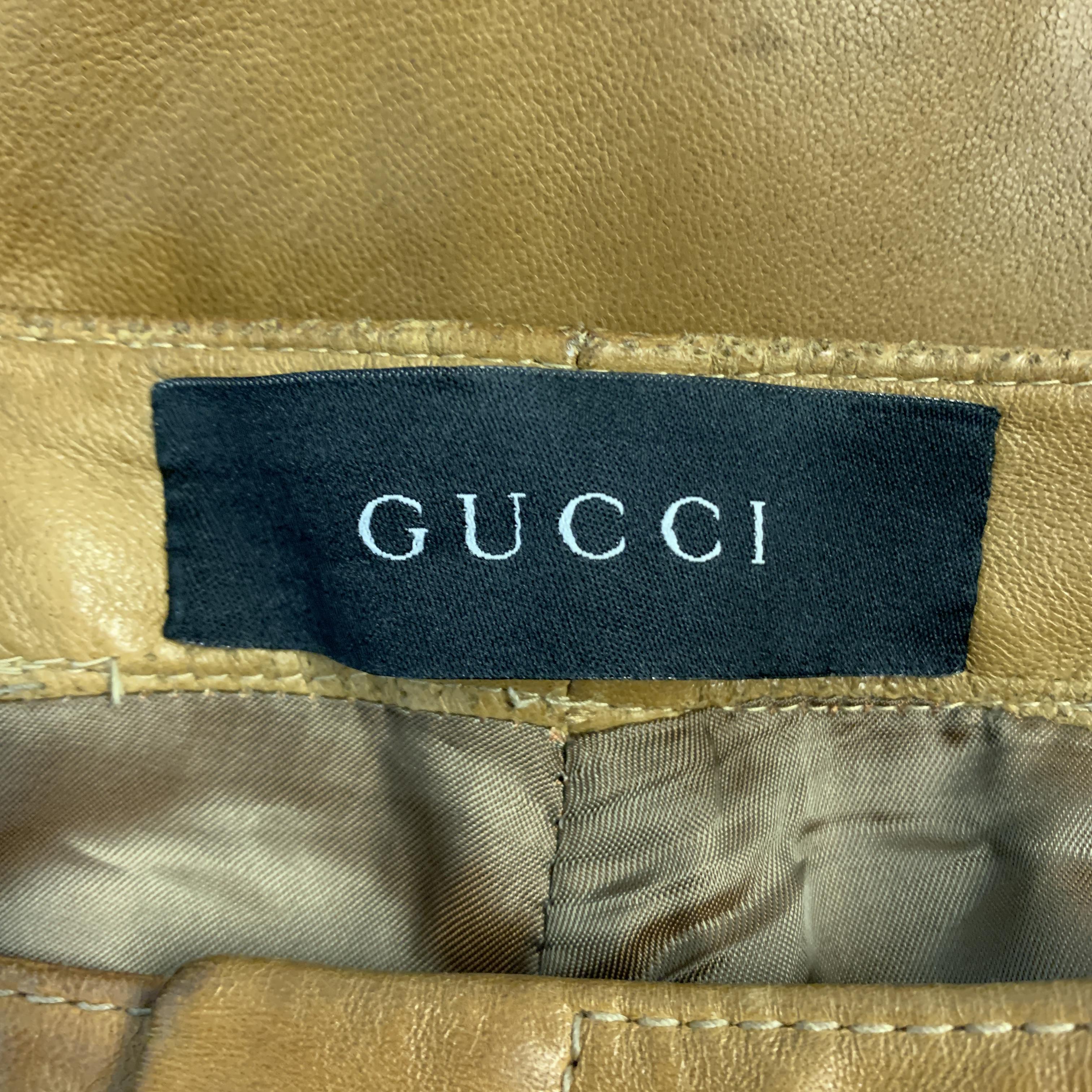 GUCCI by TOM FORD Size 30 Tan Leather Motorcycle Pants 5