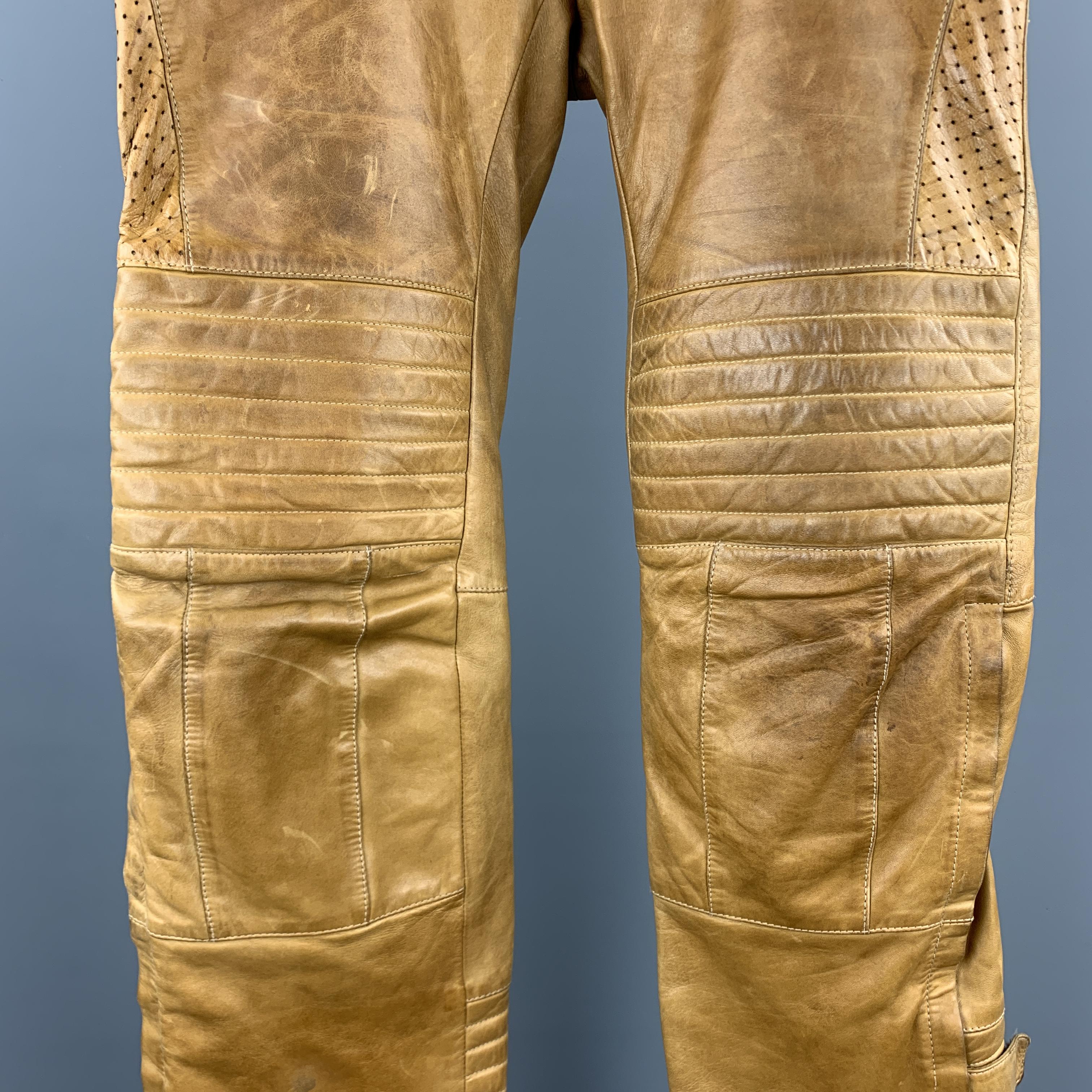 Brown GUCCI by TOM FORD Size 30 Tan Leather Motorcycle Pants