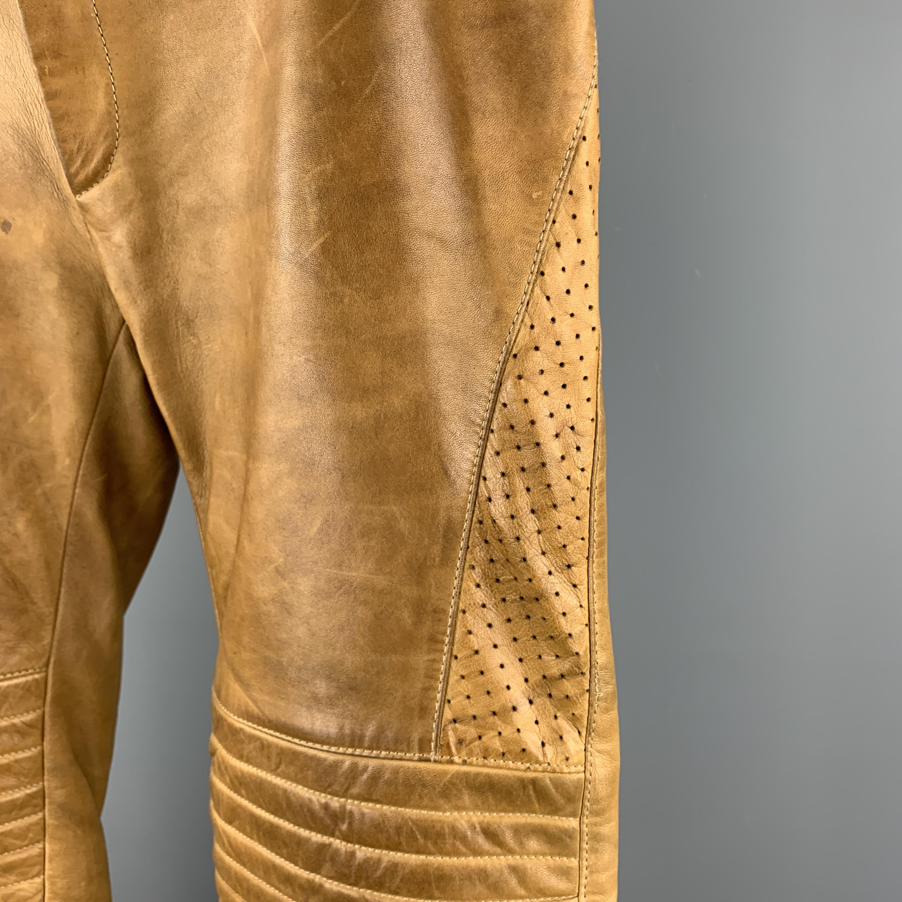 Men's GUCCI by TOM FORD Size 30 Tan Leather Motorcycle Pants