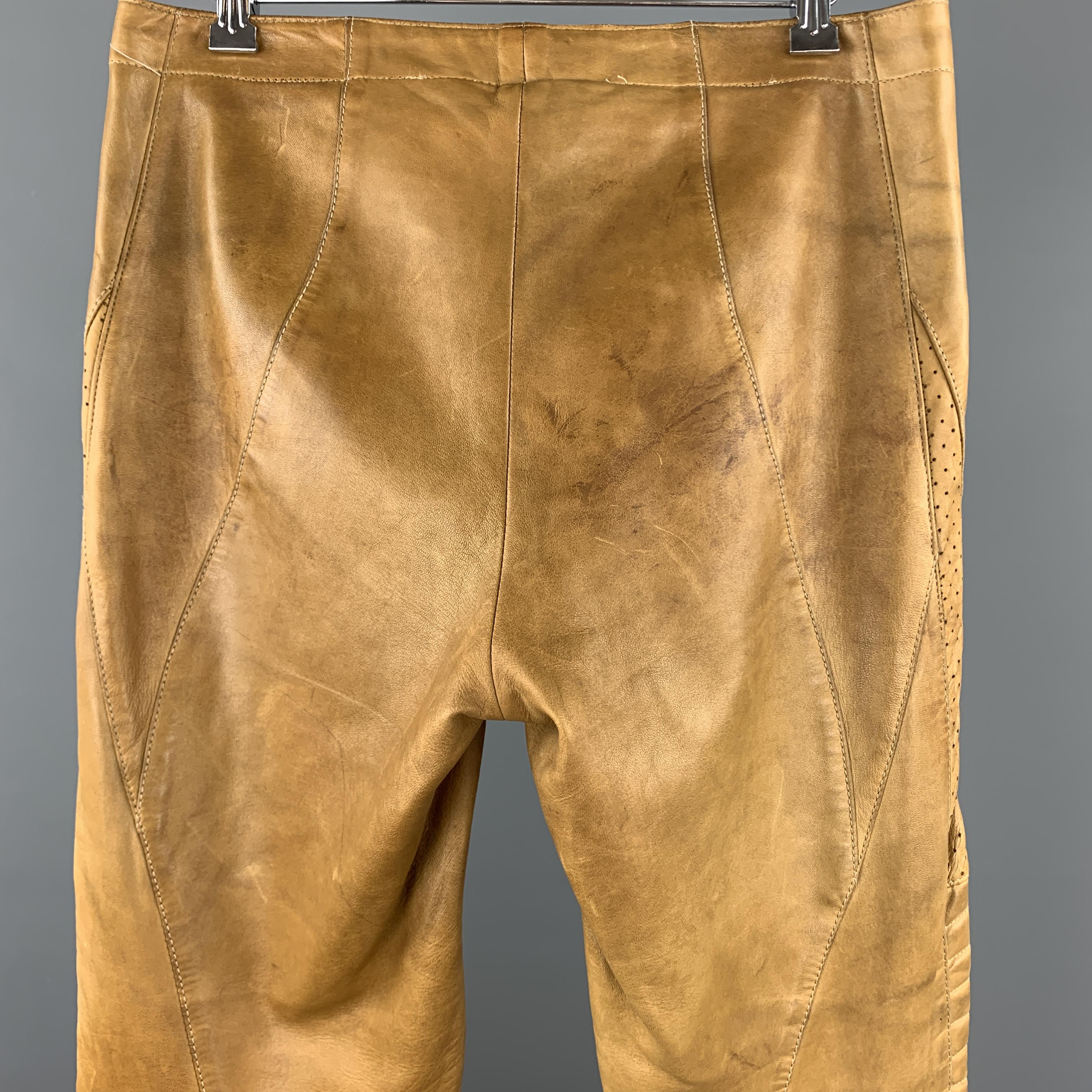 GUCCI by TOM FORD Size 30 Tan Leather Motorcycle Pants 3
