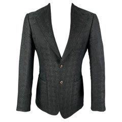 GUCCI by TOM FORD Talla 36 Chaquetón negro de algodón jacquard y seda con solapa de muesca