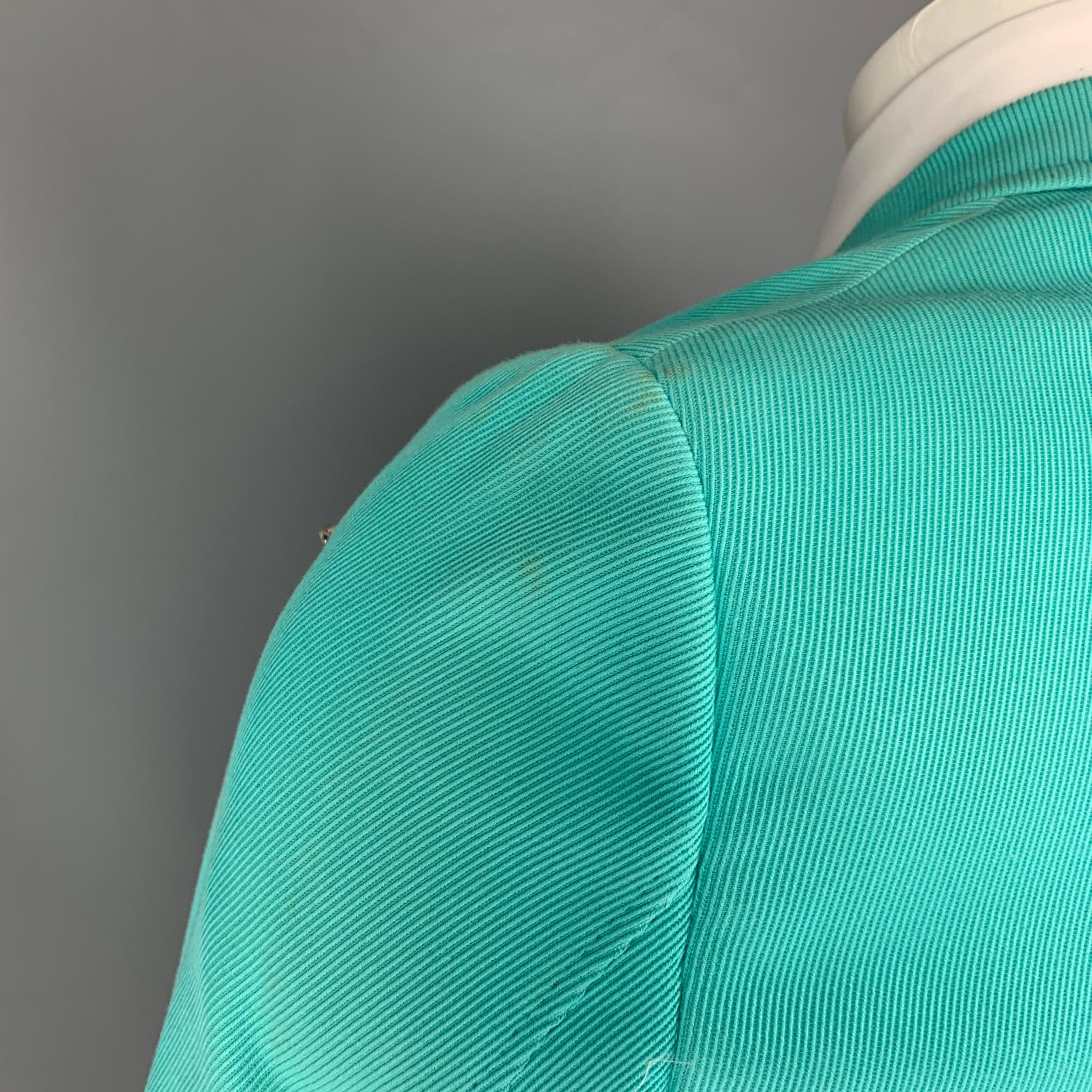 Men's GUCCI by Tom Ford Size 36 Regular Aqua Textured Cotton Notch Lapel Sport Coat