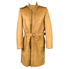 GUCCI by TOM FORD Size 44 Tan Quilted Leather Belted Hooded Coat