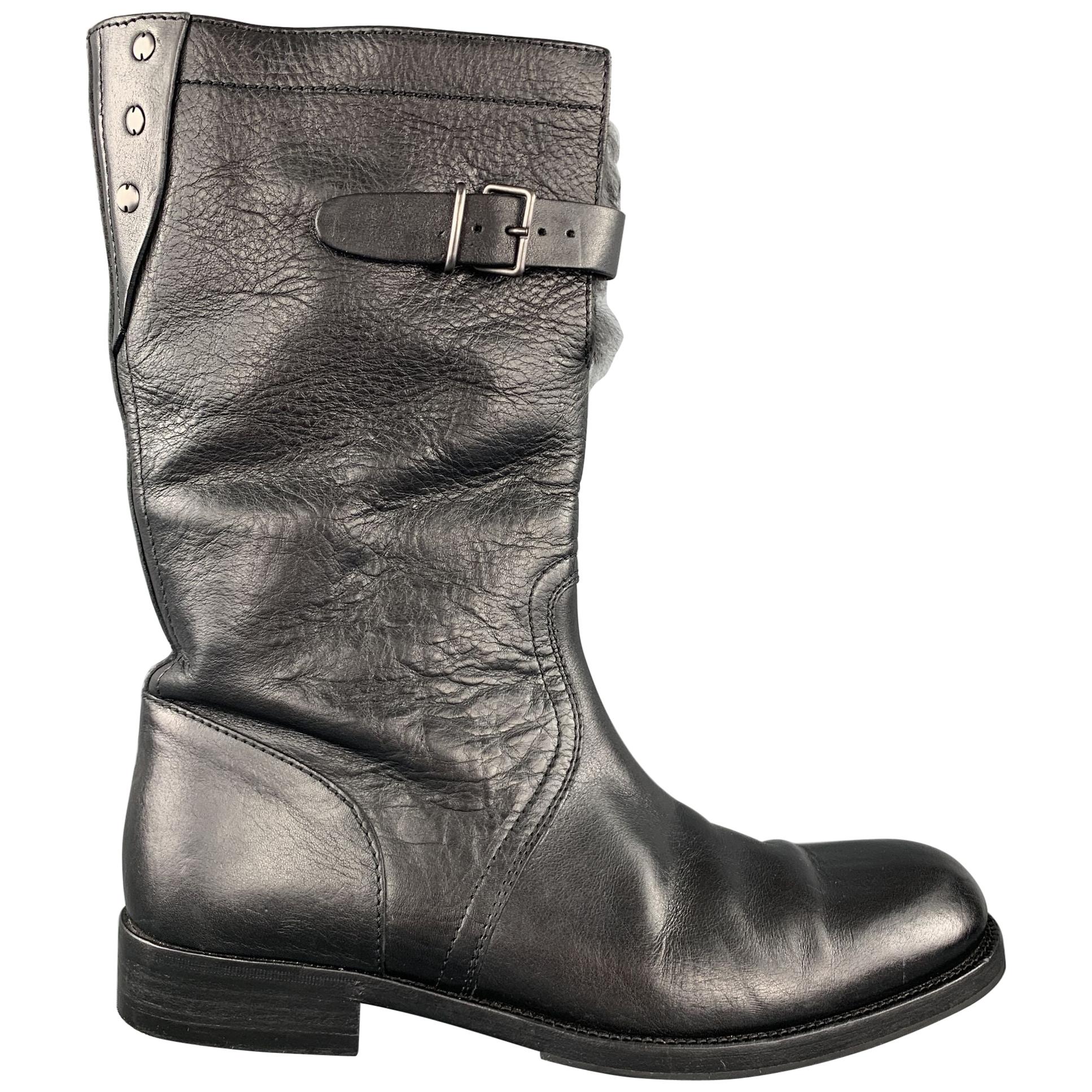 GUCCI by TOM FORD Size US 8 / UK 7.5 D Black Leather Fur Lined Calf Boots