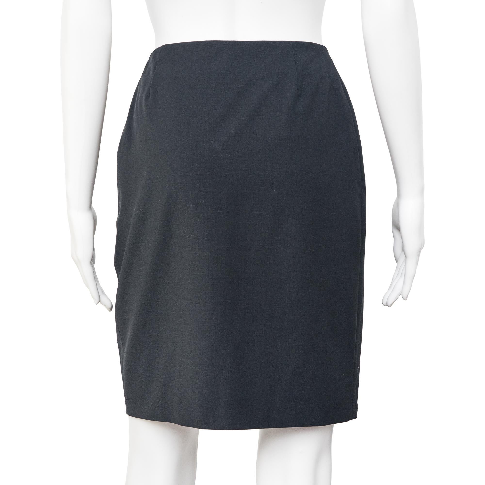 Black Gucci by Tom Ford Spring 1998 G Logo Buckle Wrap Skirt size 38