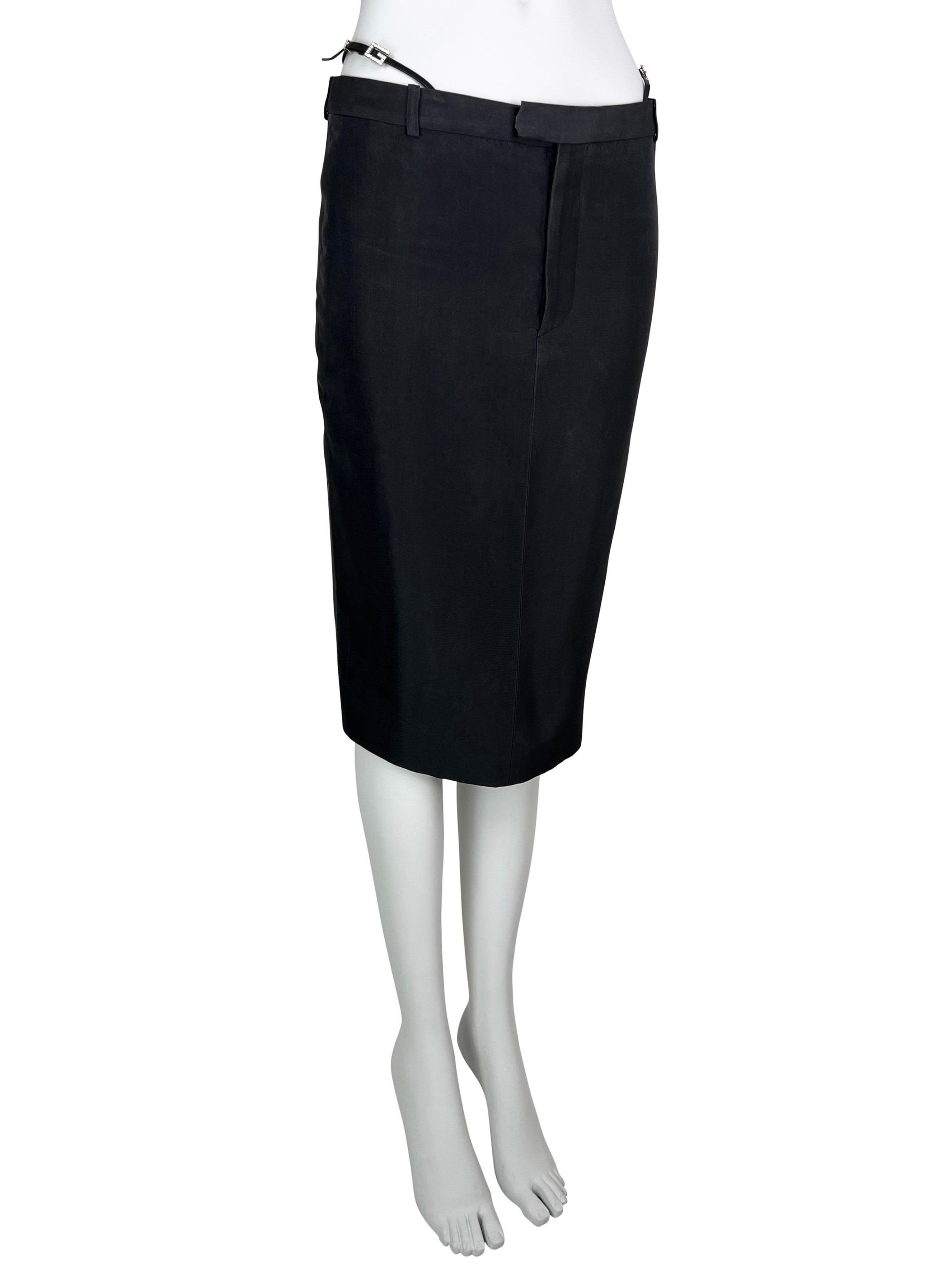 Gucci by Tom Ford Spring 1998 Swarovski Logo G-string Silk Pencil Skirt For Sale 7