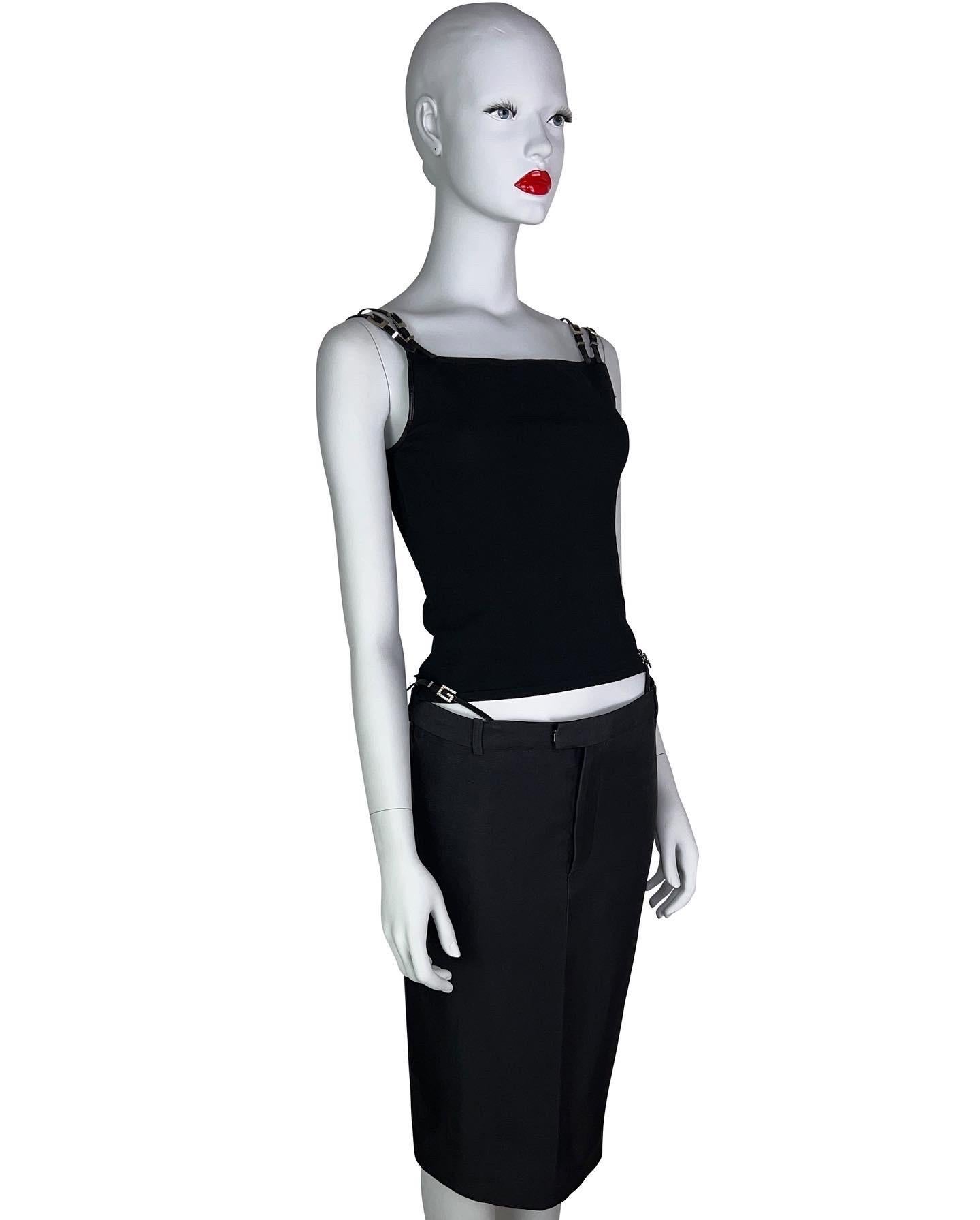 Women's Gucci by Tom Ford Spring 1998 Swarovski Logo G-string Silk Pencil Skirt For Sale