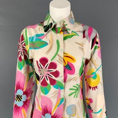 GUCCI by TOM FORD Frühjahr 1999 Größe M Mehrfarbige Bluse aus cremefarbener Seide mit Blumenmuster