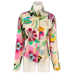 GUCCI by TOM FORD Spring 1999 Size M Multi-Color Cream Silk Floral Blouse