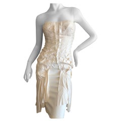 Gucci by Tom Ford Spring 2003 Sexy Strapless Ivory Ribbon Dress